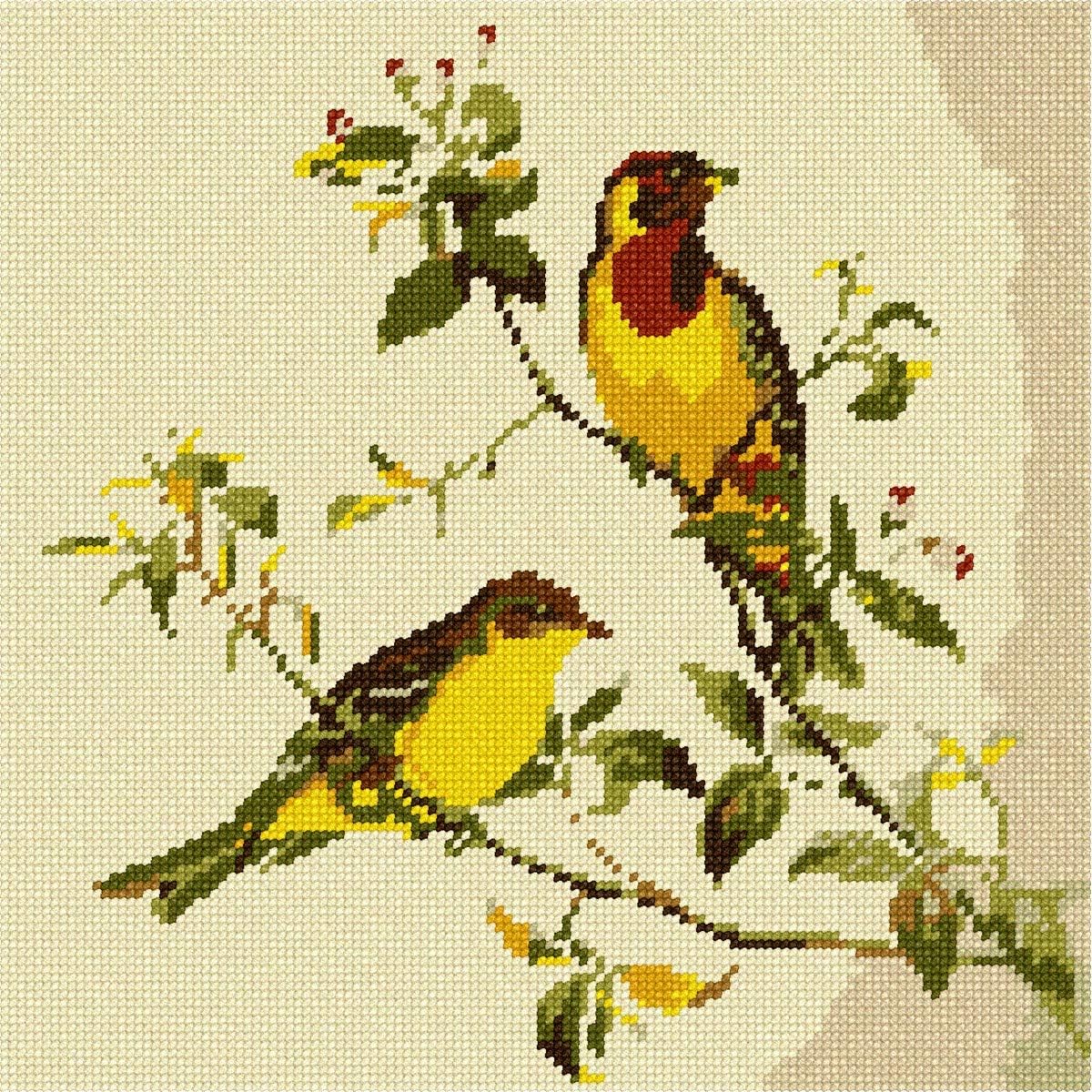 Pepita Needlepoint kit: Red Headed Bunting, 7 x 7