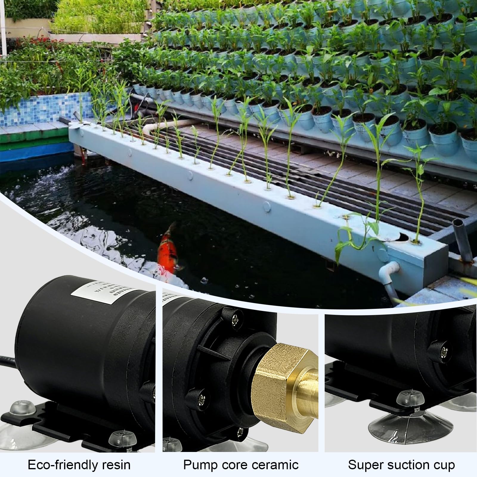 Bomba de agua sin escobillas DC 12 V, bomba sumergible mini con eje de cerámica, bomba de circulación para acuario, 800 L/H, altura de extracción de 5 m, para estanque, fuente, piscina