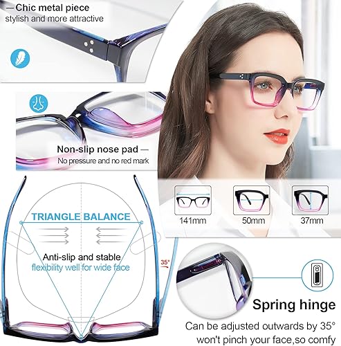 Miniatura 5 de MARE AZZURO Gafas de lectura fotocrómicas para mujer, con bloqueo de luz azul, lectores de gran tamaño, 1.0, 1.5, 2.0, 2.5, 3.0, 3.5, 4.0,