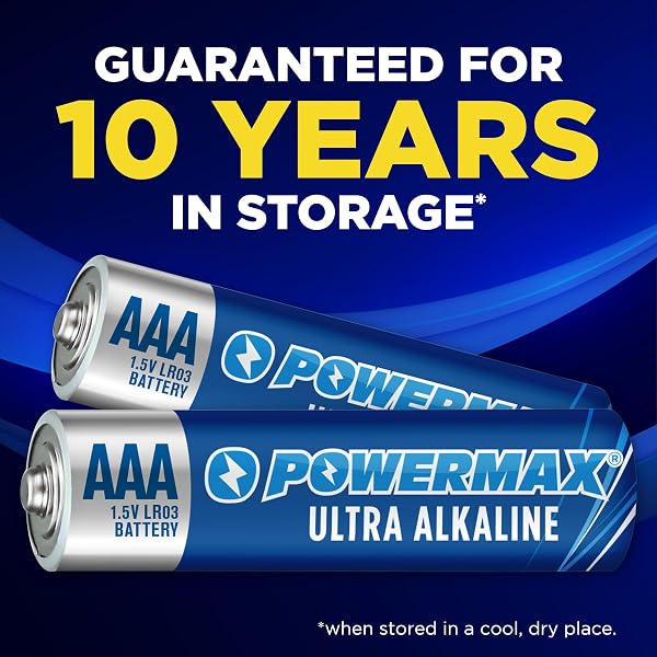 Powermax 24-Count Triple AAA Batteries, Ultra Long Lasting Alkaline Battery for Home and Office, 10-Year Shelf Life, Reclosable Packaging - 4
