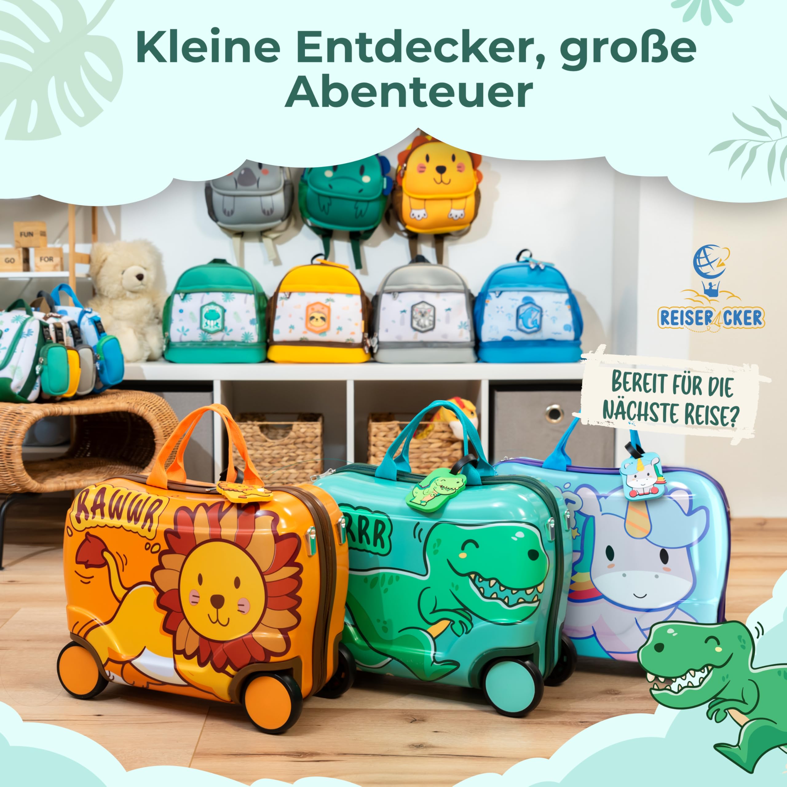 Kinderkoffer zum Draufsitzen als Kinderkoffer Handgepäck & Ersatz für Kindertrolley Jungen - Kinder Reisekoffer für Jungen - Kindergepäck mit Rollen