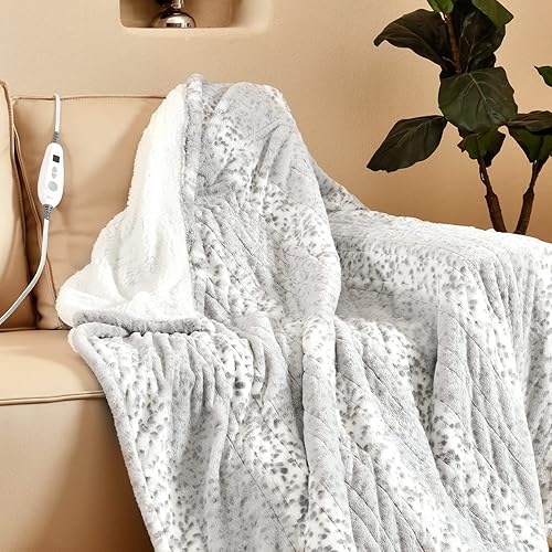 Bearhug Electric Heated Throw Blanket 50" x 60", Reversible Faux Fur & Sherpa, 5-Year Warranty, 6 Heating Levels & 4H Auto Off, Over-Heat Protect, Bearhug Electric Heated Throw Blanket 50" x 60", Reversible Faux Fur & Sherpa, 5-Year Warranty, 6 Heating Levels & 4H Auto Off, Over-Heat Protect,
