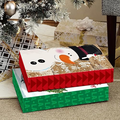 Miniatura 4 de 12 cajas de regalo de Navidad a granel con tapas para envolver ropa extragrande, 12 papel de seda y 80 calcomanías de Navidad (tamaño surtido para