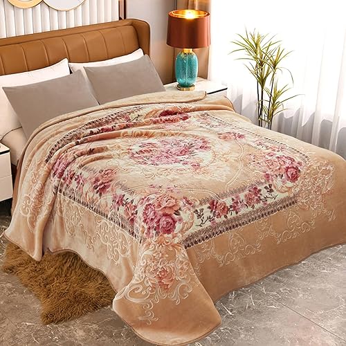 Miniatura 2 de JYK Mantas pesadas de felpa de visón coreano, tamaño Queen, 8 libras, 2 capas, reversible, súper suave, mullida, cálida de microfibra, manta térmica