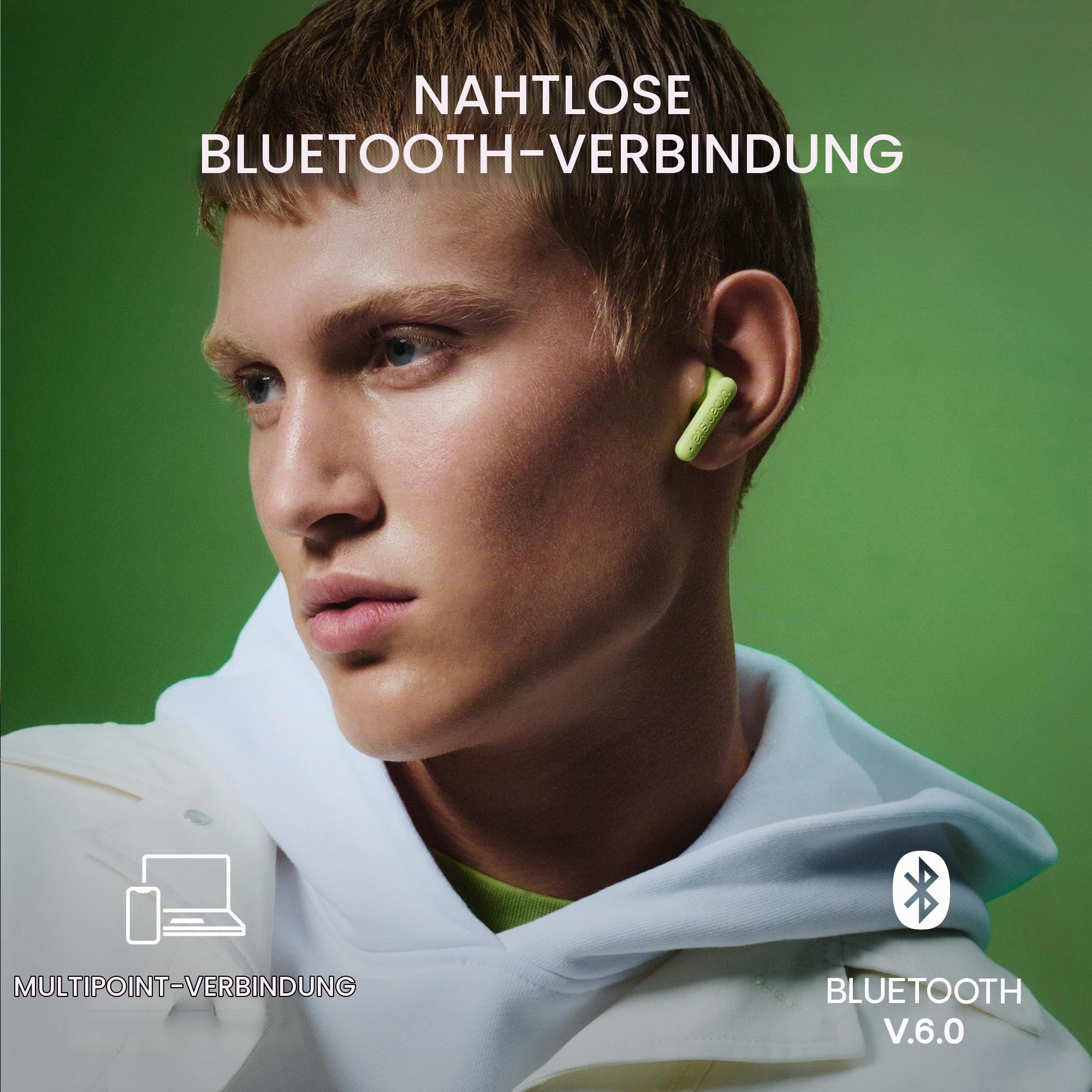 Urbanista Austin 2 True Wireless Earbuds - Kabellose Bluetooth 6.0 In-Ear Kopfhörer mit Multipoint-Verbindung, 25h Akku, ENC Mikrofon für Anrufe, IPX4 Wasserfest & Touch-Steuerung - Weiß