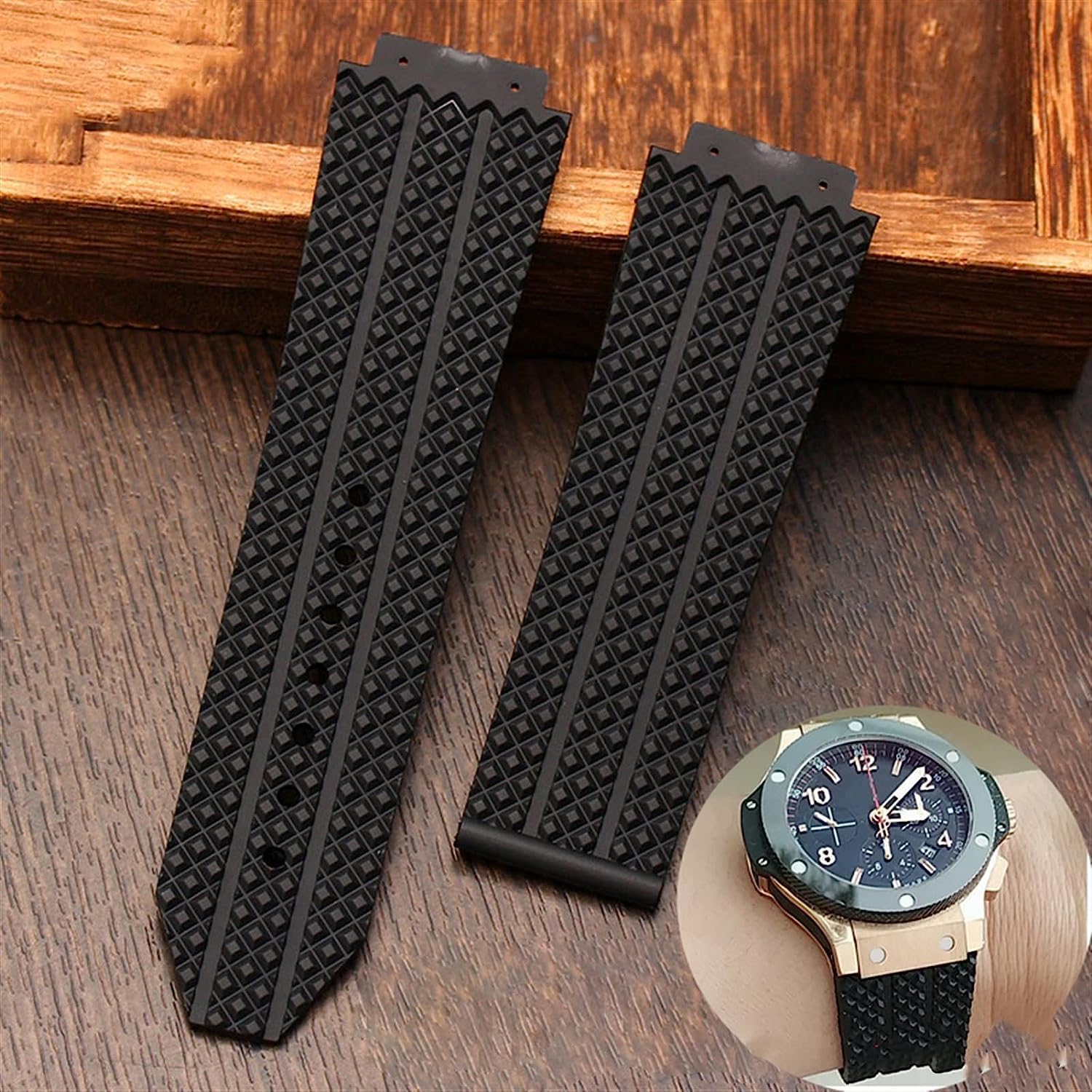 pour la Bande de Montre Authentique Boucle en Acier Inoxydable Sangle en Caoutchouc 25 * 19 mm