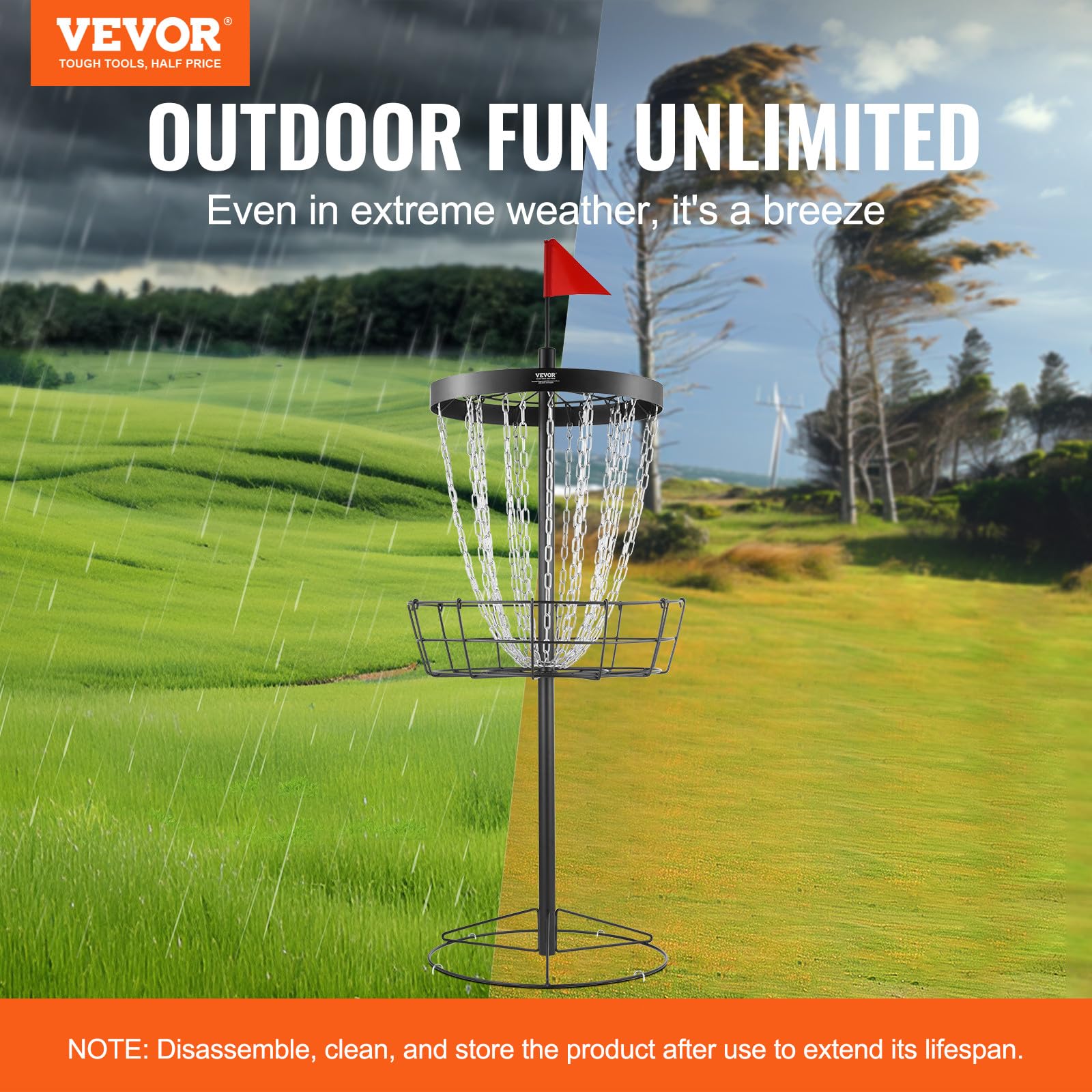 VEVOR Canasta de Golf con Disco de Cadenas Objetivo Portátil para Uso en Interiores y Exteriores, Equipo de Entrenamiento Profesional, Negro