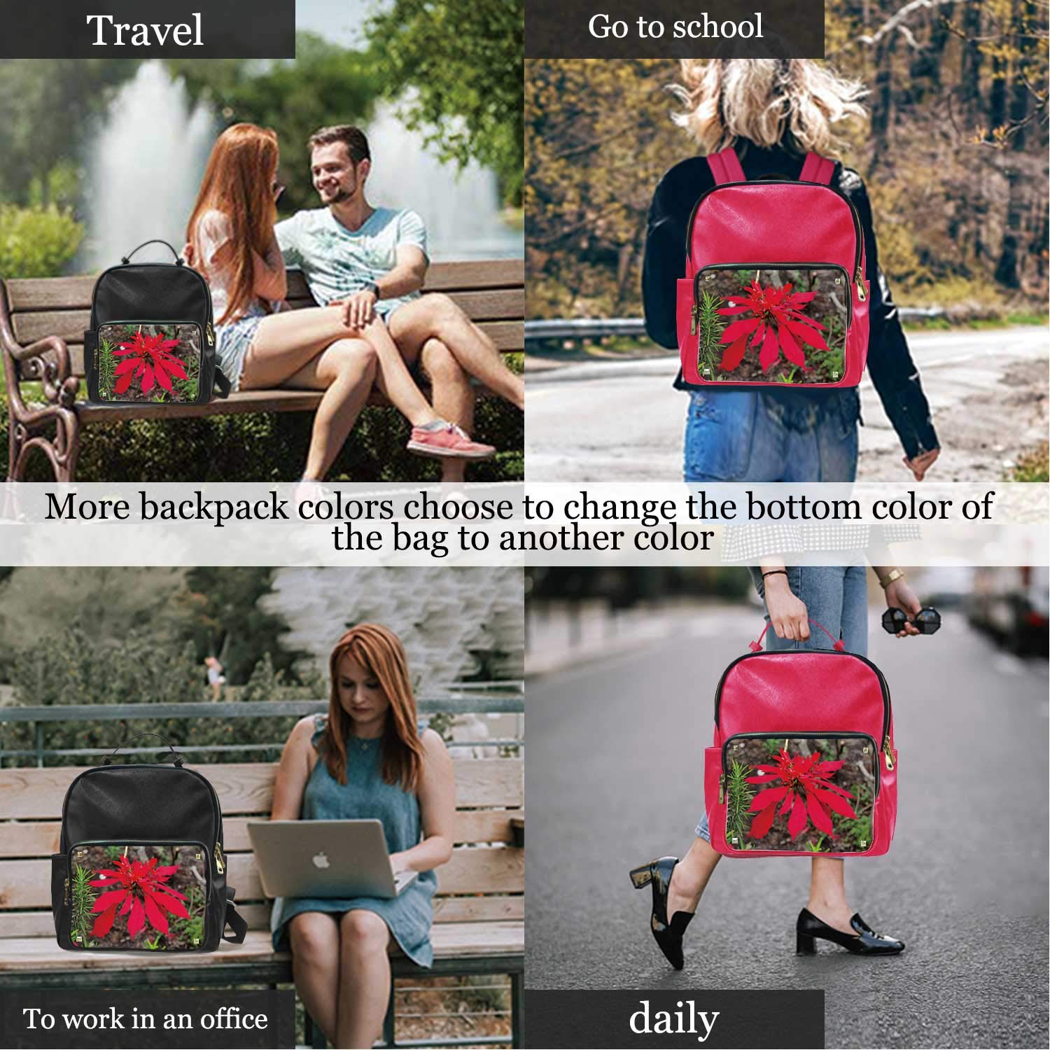 A Big red Flower in Nature,Leather Sports Bag Tote ?for Women 15IN