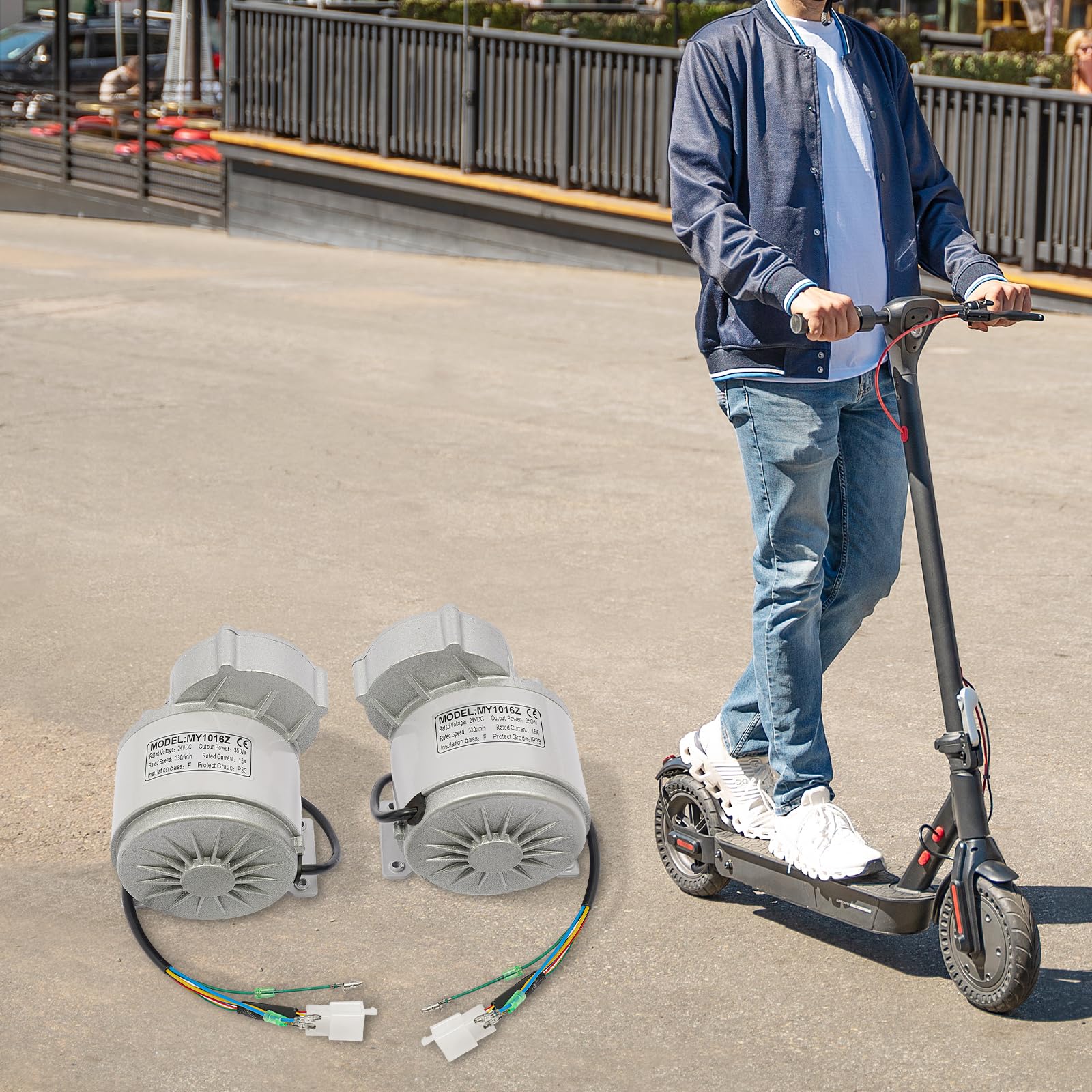Motoriduttore brushless da 350 W, 24 V CC, 2 pezzi, motore elettrico da 330 giri/min, con regolatore di velocità e manopola del gas di retromarcia a tre marce, set di motore 15 A, per tosaerba