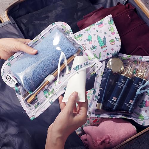 Miniatura 6 de Bolsa de aseo aprobada por la TSA, juego de 3 bolsas de aseo transparentes de viaje con cremallera, bolsa de viaje con cremallera, bolsa de