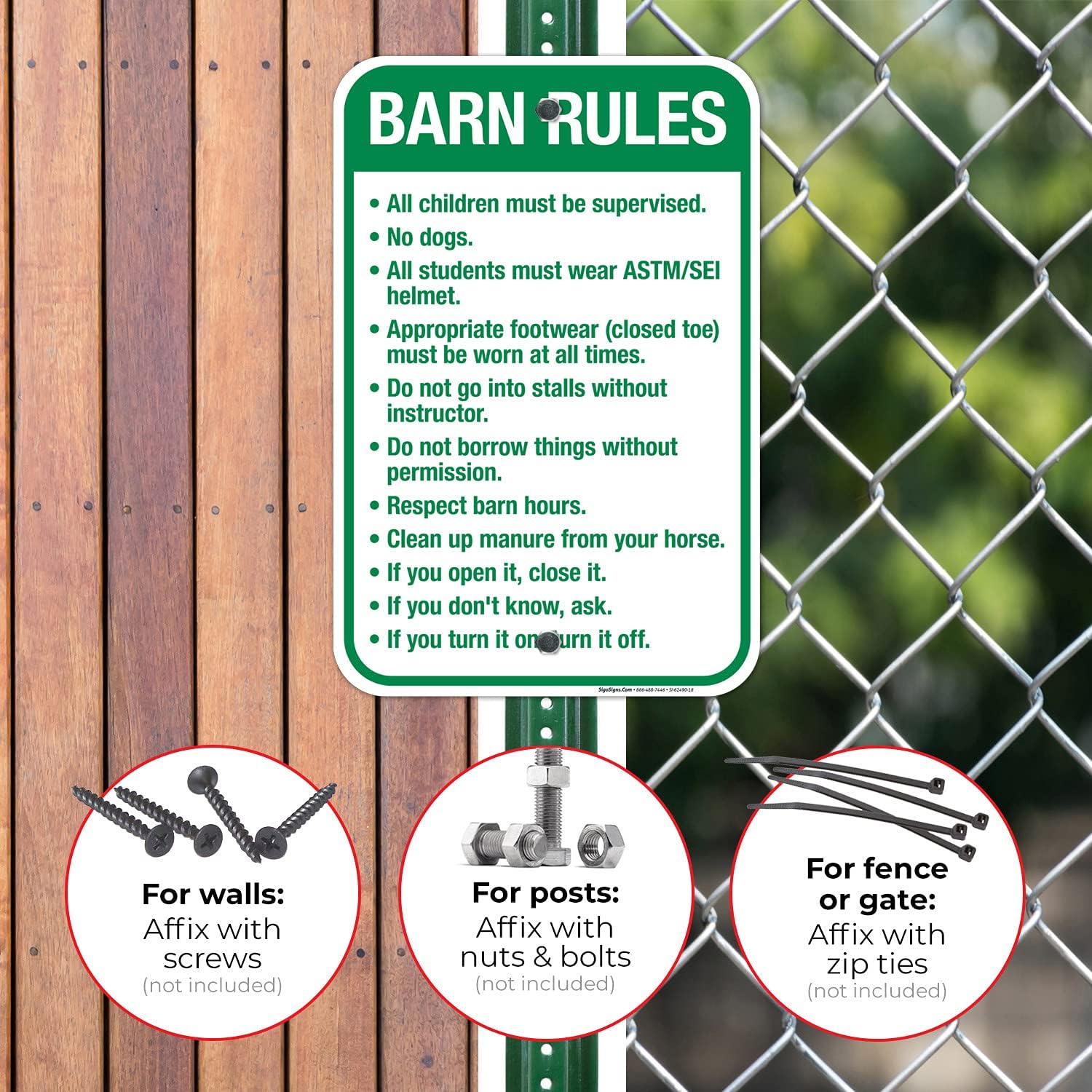 Barn Rules Sign, 12x18 Inches, Rust Free .063 Aluminum, Fade Resistant, Made in USA