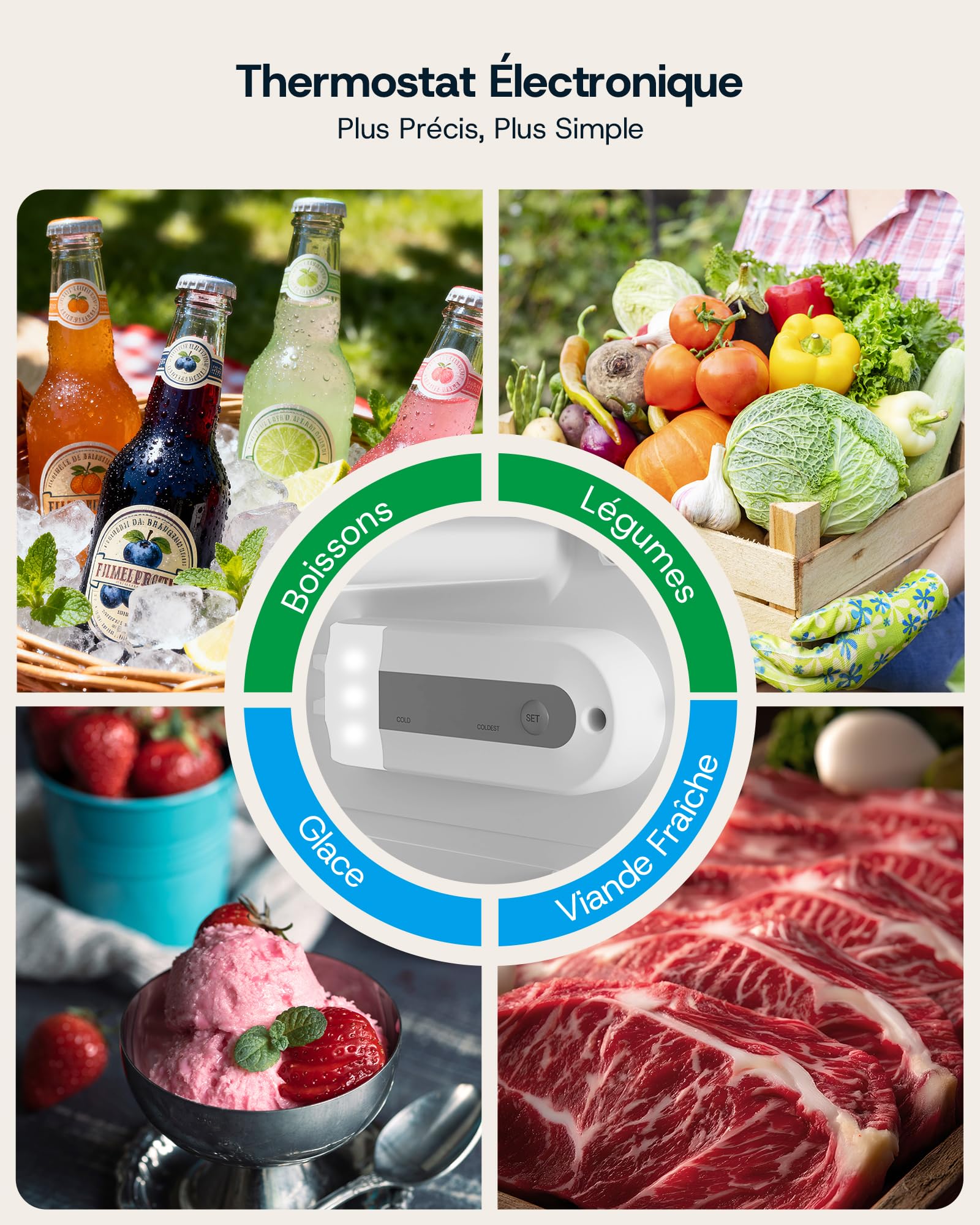Upstreman 115L Réfrigérateur avec Congélateur (101L+14L), Petit Frigo avec Contrôle Électronique de la Température,84.7cm x 55.6cm,Éclairage LED,Porte Réversible, Petit Réfrigérateur, Blanc, CR115
