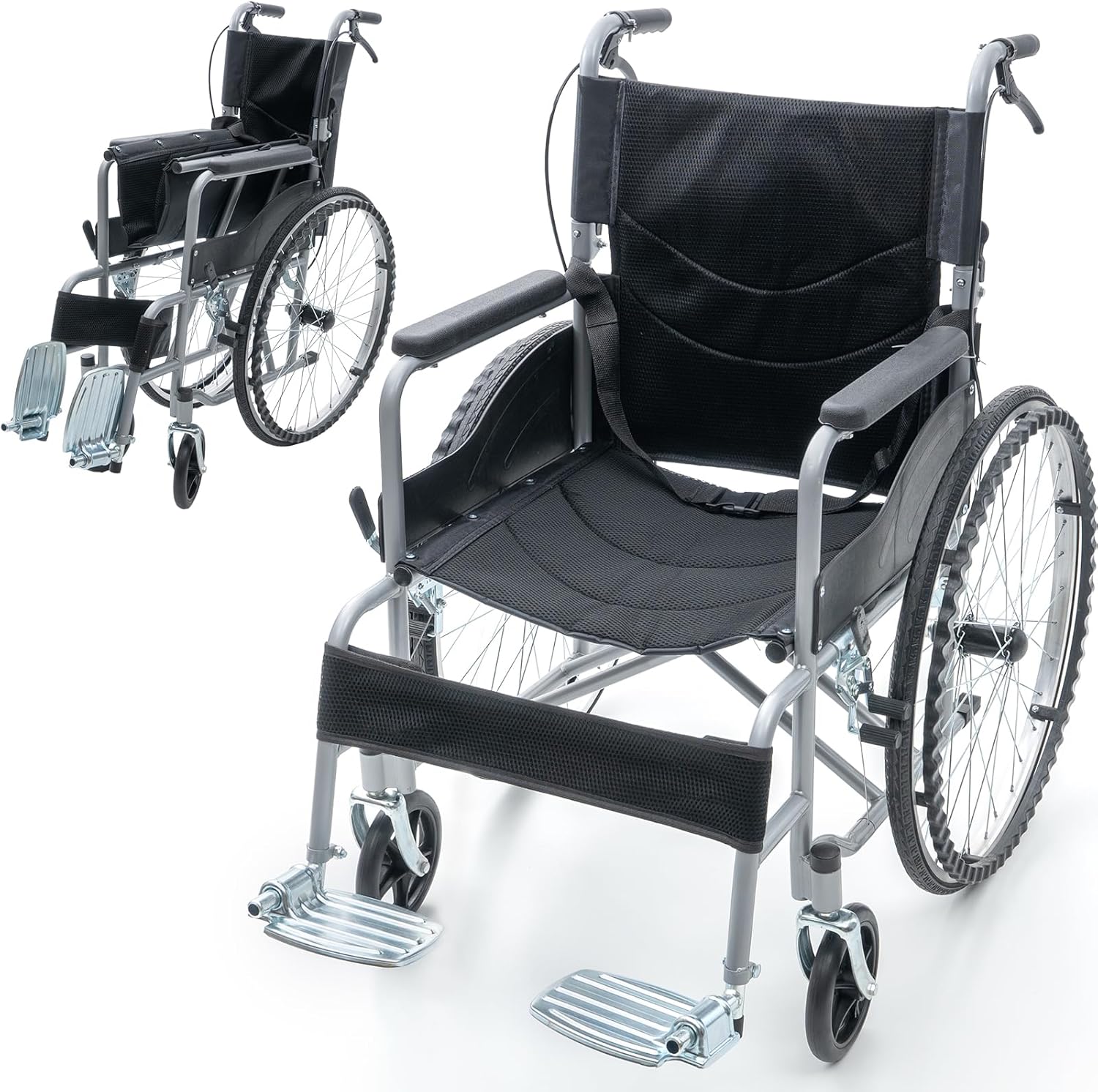 ♿️大きめシート 介助式 車椅子 便利な多機能 ノーパンクタイヤ 安心ベルト ♿️ 大きめシート 介助式 車椅子 便利な多機能 ノーパンクタイヤ 安心