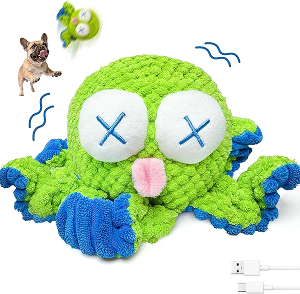 GUKCO Interactive Octopus Dog Toys – Rechargeable Dog Squeaky Toy with Bouncing Ball, Music, Recording & Silent Modes – Moving Toys to Keep Dogs Busy for Small, Medium & Large Breeds