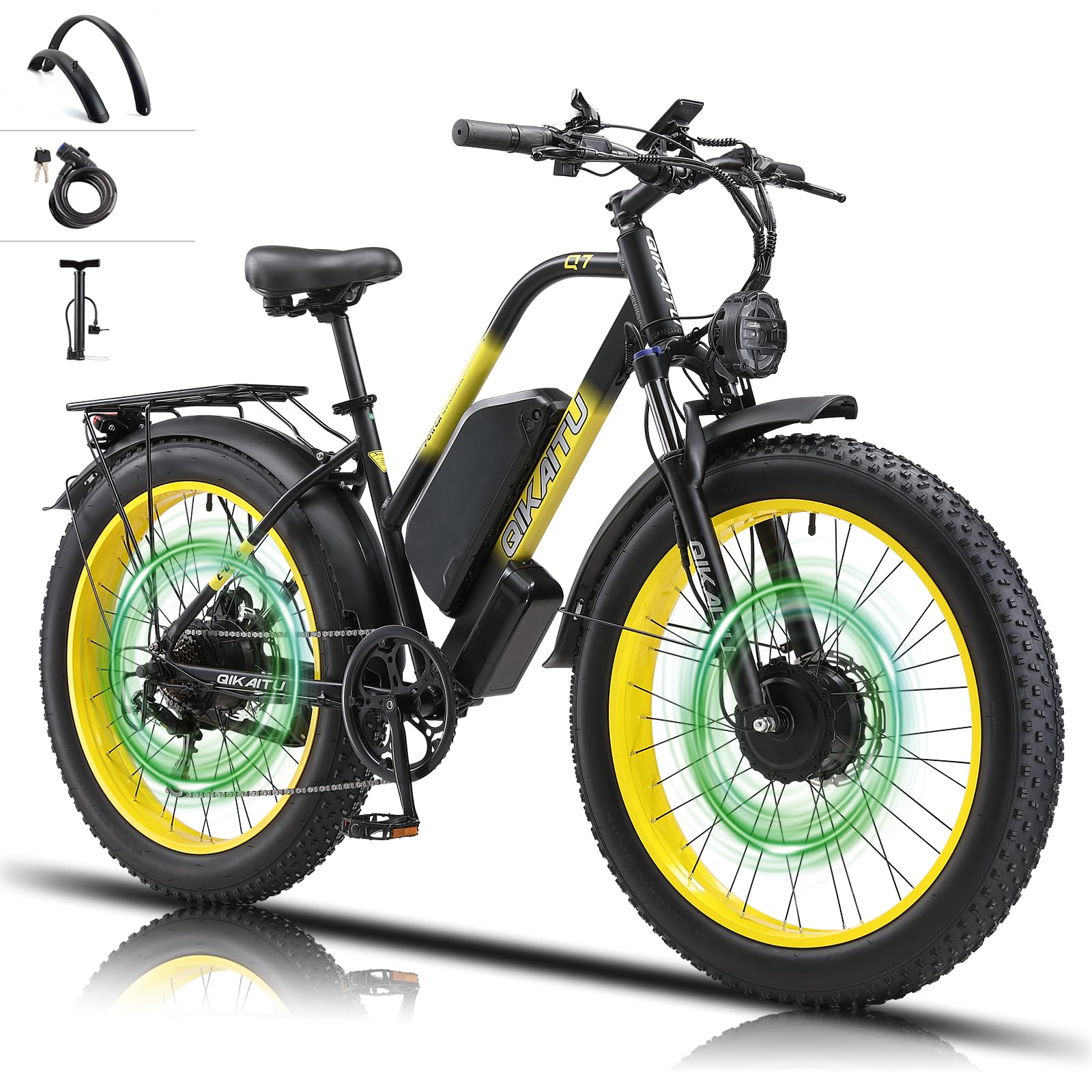 Electric Bike 3000W Peak Dual Motor Ebike,UL Certified,48V 23AH Removable Battery 60Miles,35MPH,26" Fat Tire Ebike,Hydraulic Disc Brake,Dual Suspension,LCD,Aluminum Frame