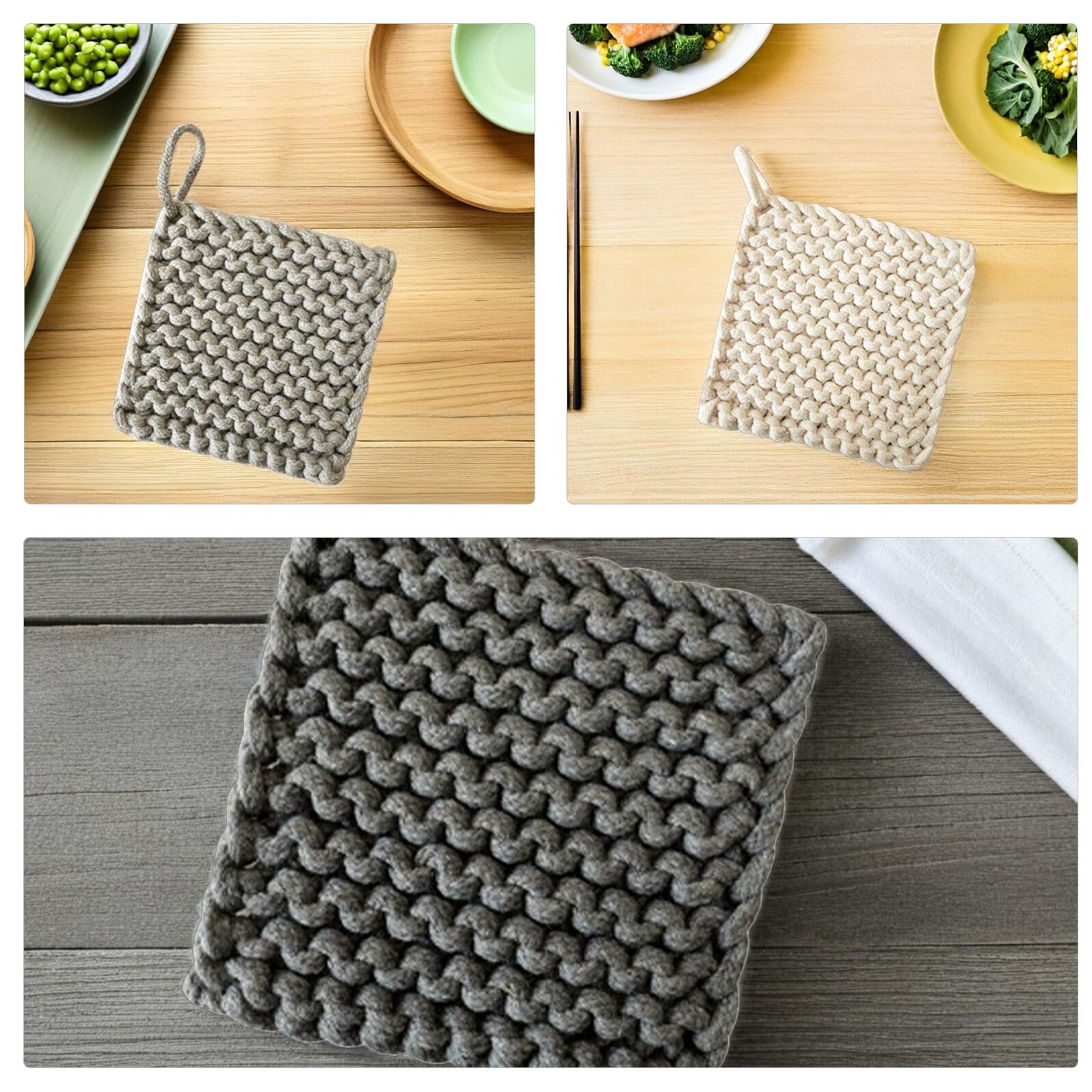 Presine Fatte Mano Quadrate 3 Pezzi in Cotone Resistenti al Calore