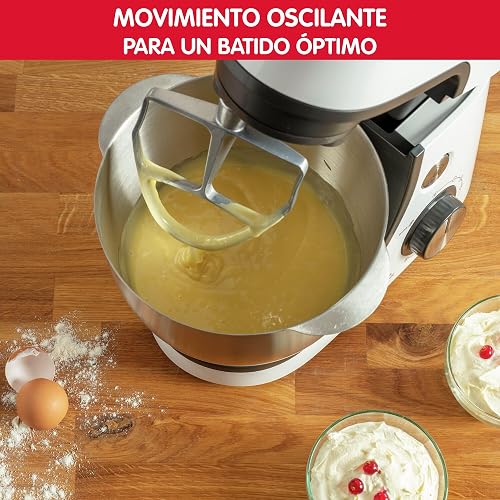 Moulinex Robot pâtissier, Capacité bol 4,6 L, 8 vitesses + Pulse, Technologie Fouet Whisk pour un fouettage parfait, Batteur et pétrin en fonte d'aluminium, 1100 W, Masterchef Gourmet blanc QA510110 - 3