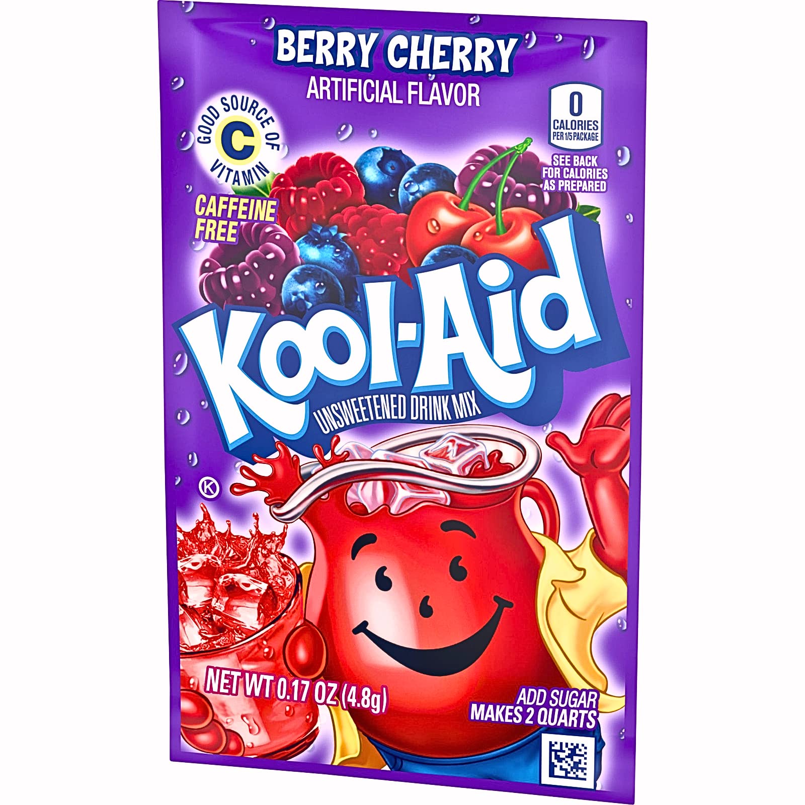 Kool-Aid Ungesüßte Getränkemischung, Beerenkirsche, koffeinfrei, einzeln verpackt, 4,8 g, 48 Stück