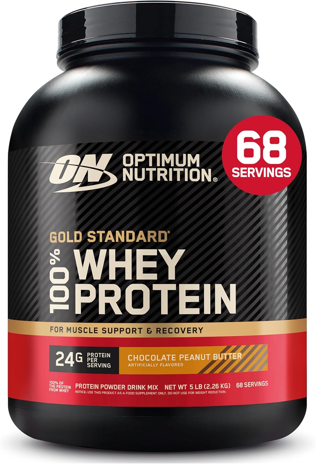 Optimum Nutrition Gold Standard 100% Whey Protein Powder, Chocolate Peanut Butter, 5 Pound (Packaging May Vary)