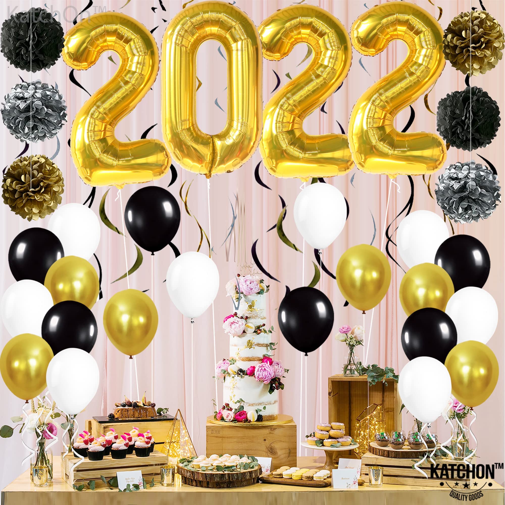 Buy Black and Gold Graduation Party Decorations 2022 Pack of 43