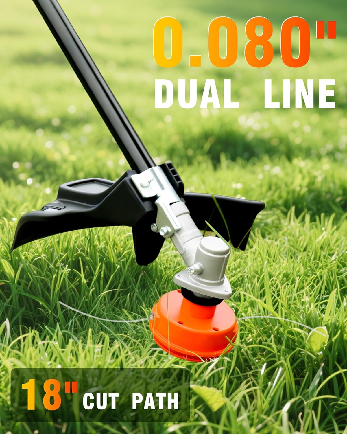 String Trimmer Attachment, 18-Inch Straight Shaft Head for Attachment Capable String Trimmers for More Brands of Powerheads