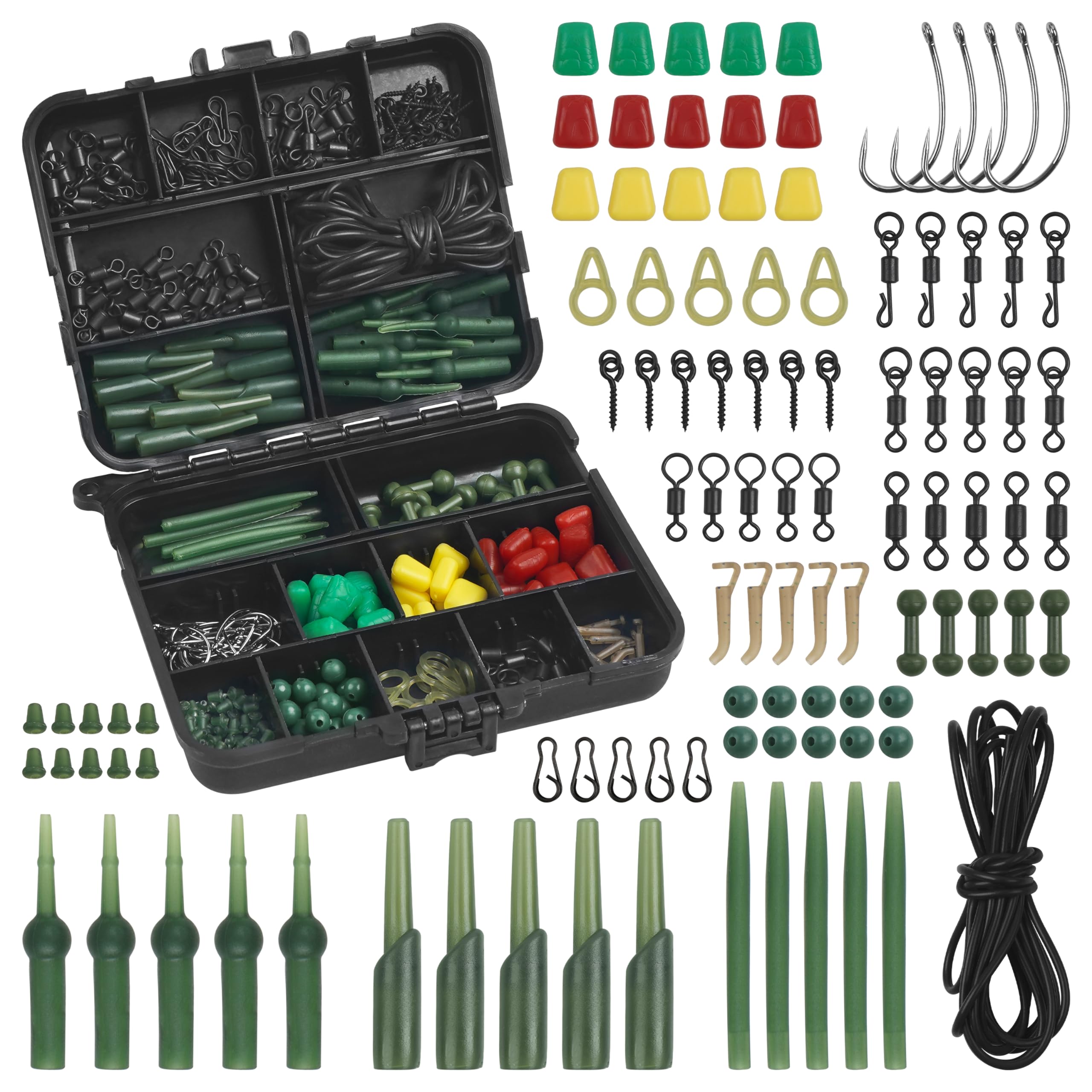 OROOTL Carp Fishing Tackle Set Carp Rigs Making Kit for Beginners Include Hooks Safety Clips and Rolling Swivels, Beads
