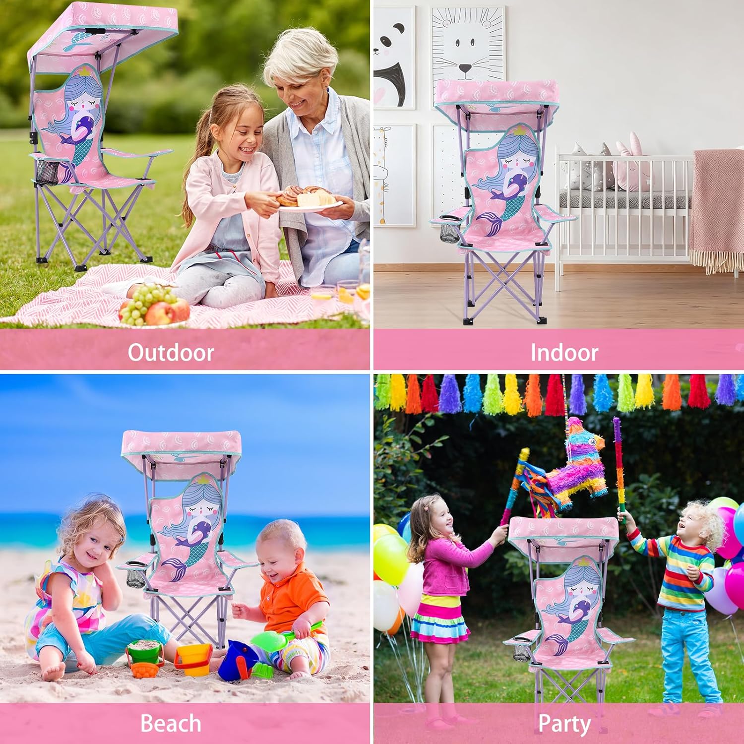 KABOER Kids Outdoor Folding Lawn and Camping Chair with Cup Holder and Carrying Bag, Children's Camping Chairs