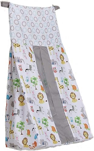 Miniatura 4 de Juego de ropa de cama para cuna de bebé, 4 piezas, diseño de Arca de Noé, color azul y gris, juego de ropa de cama para cuna de bebé, colcha, falda,