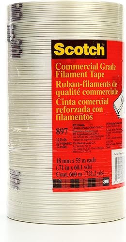 Miniatura 3 de Scotch - Cinta de filamento 897, transparente, 0.709 in x 180.4 ft, 5 mil