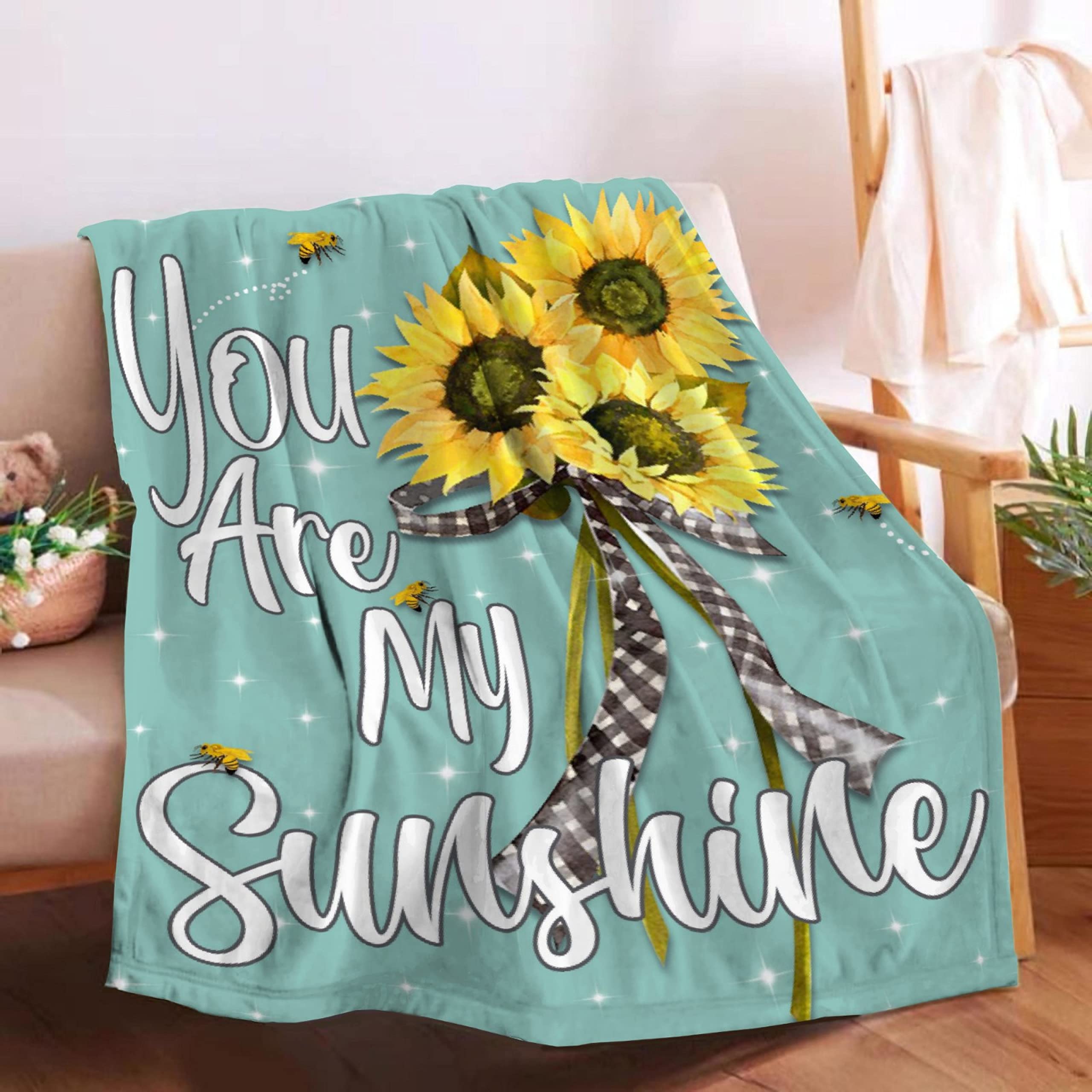 Sunflower You are My Sunshine Blanket Throw Super Soft and Cozy Blankets for Home Decoration, Couch, Bed, Sofa 40"x30" Extra Small for Pets for All Seasons
