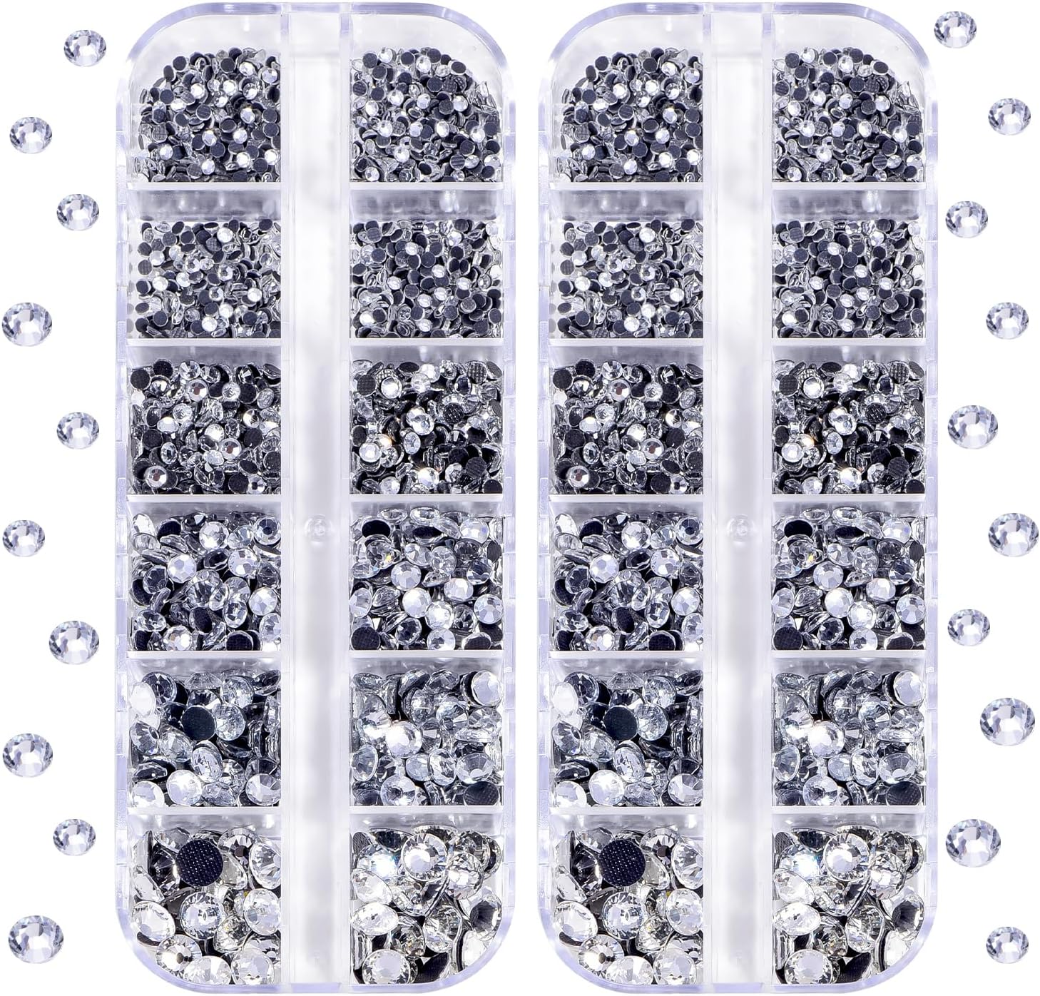 BLINGINBOX DMC Hotfix Rhinestone 2 Box Total 5200 Pieces Mixed Size Round Crystals Glass Gems for Costume Jewelry Making(Crystal)