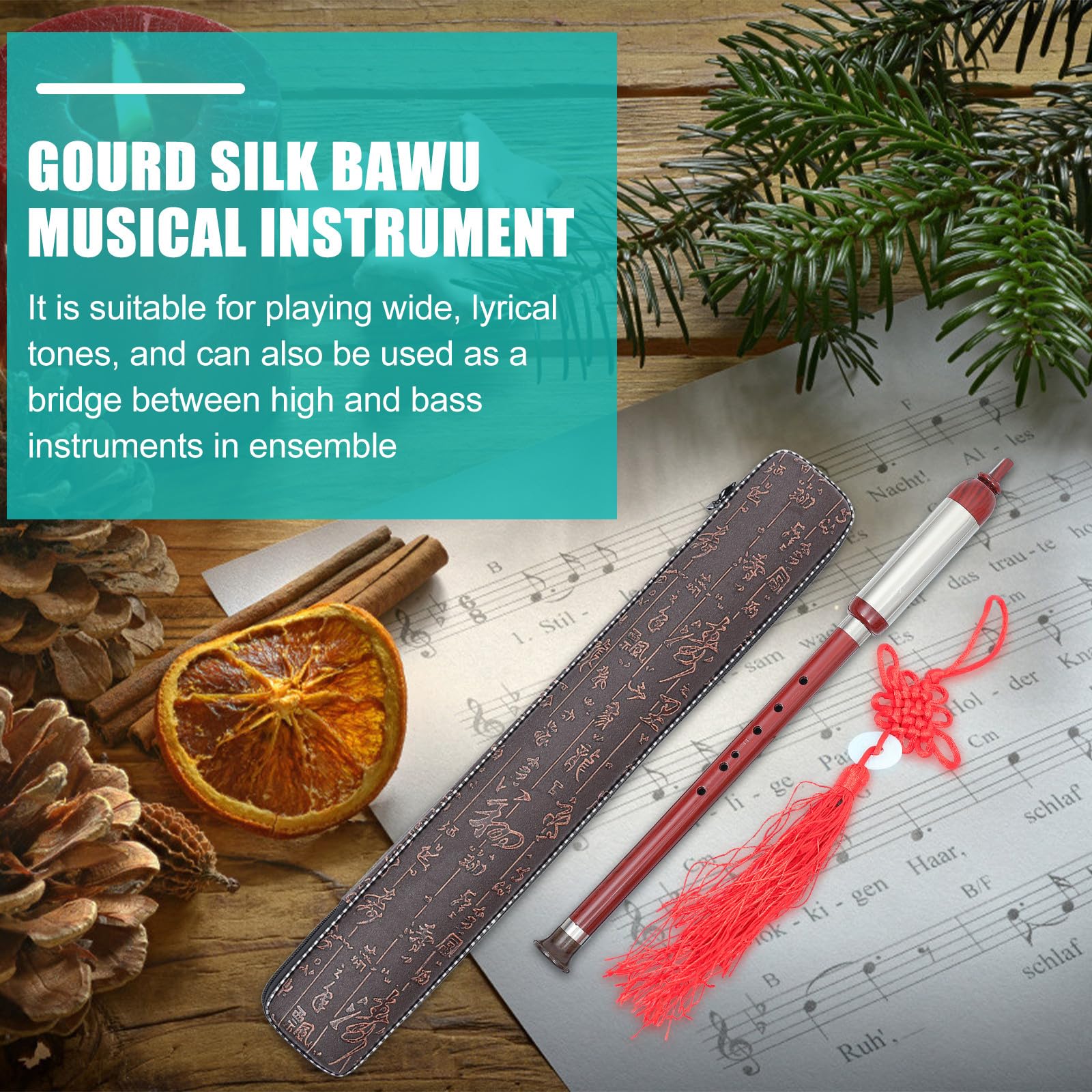 Bawu Blasinstrument Satz G dur aus Resin Tragbares Chinesisches Musikinstrument mit Aufbewahrungsbeutel Zerlegbares Ethno Folk Instrument in Dunkelrot