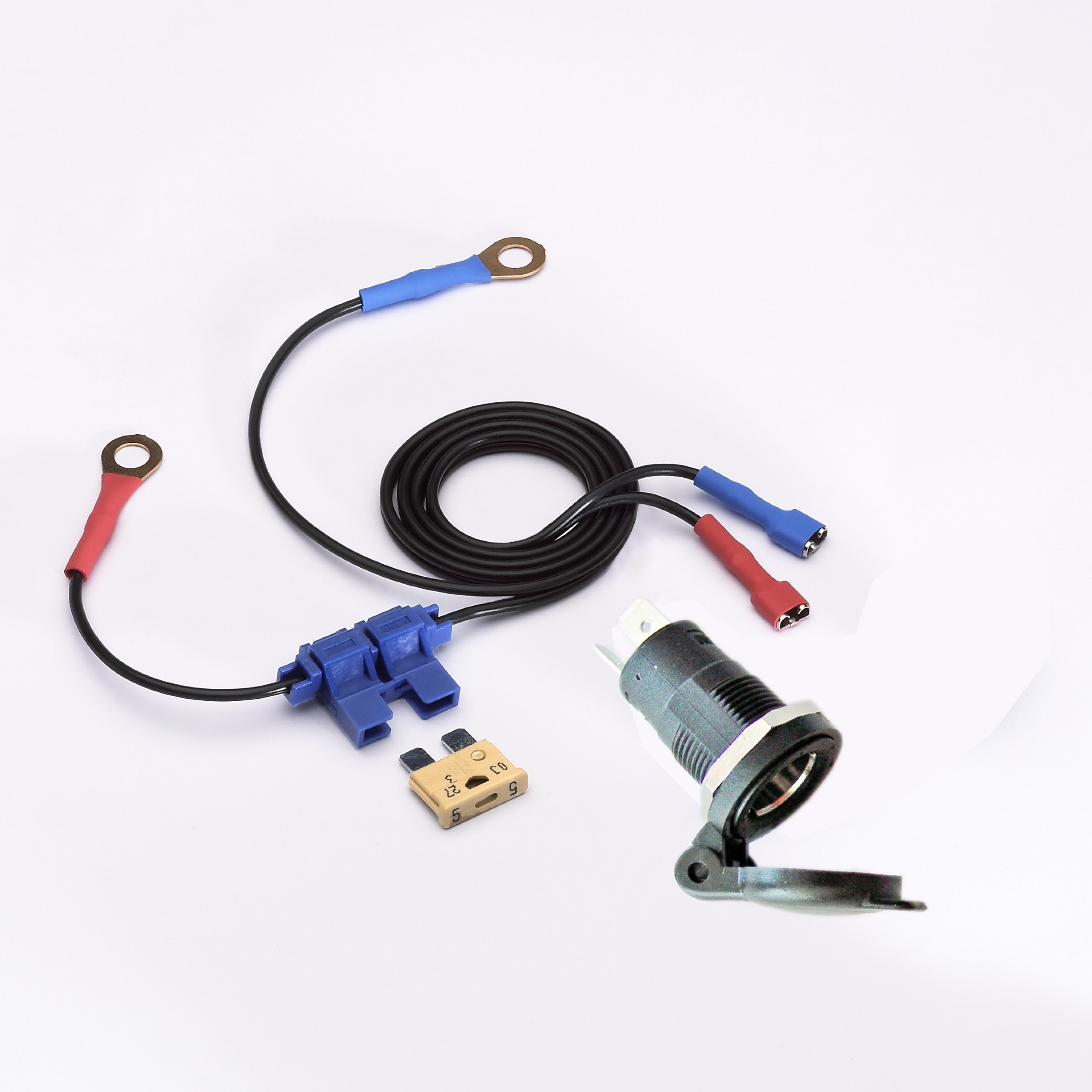 Fritec - Juego de equipamiento adicional para motos, automóviles o barcos (para cargar o mantener la carga de la batería, para tomas de corriente de la red de a bordo para dispositivos de navegación o para otros consumidores)