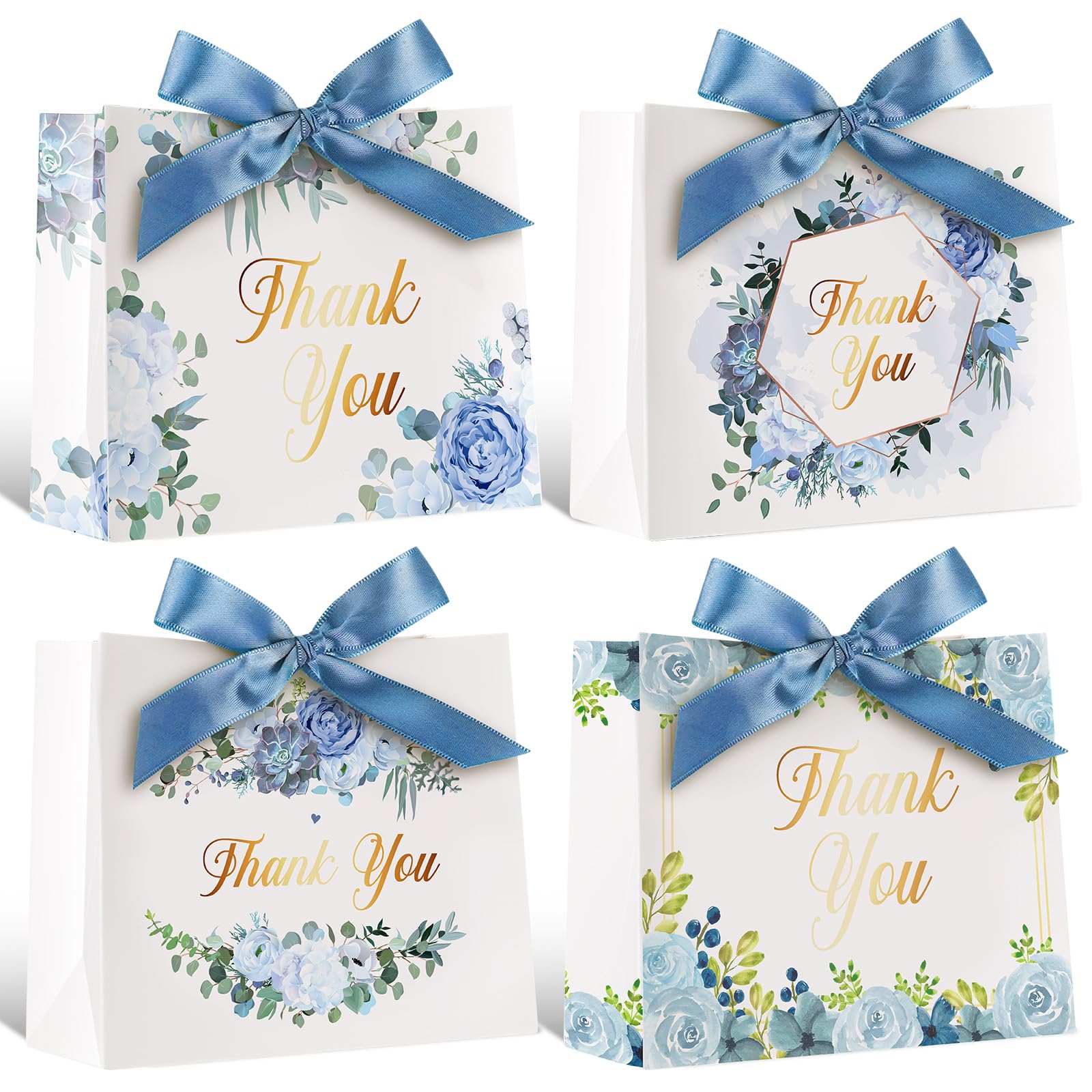 Kolldenn 50 Pcs Welcome To Our Wedding Gift Bags For Hotel Guests Bulk, Paper Wedding Welcome Bags With Handles For Bridal Shower Gifts Engagement Party Favors(Blue Floral - View #7