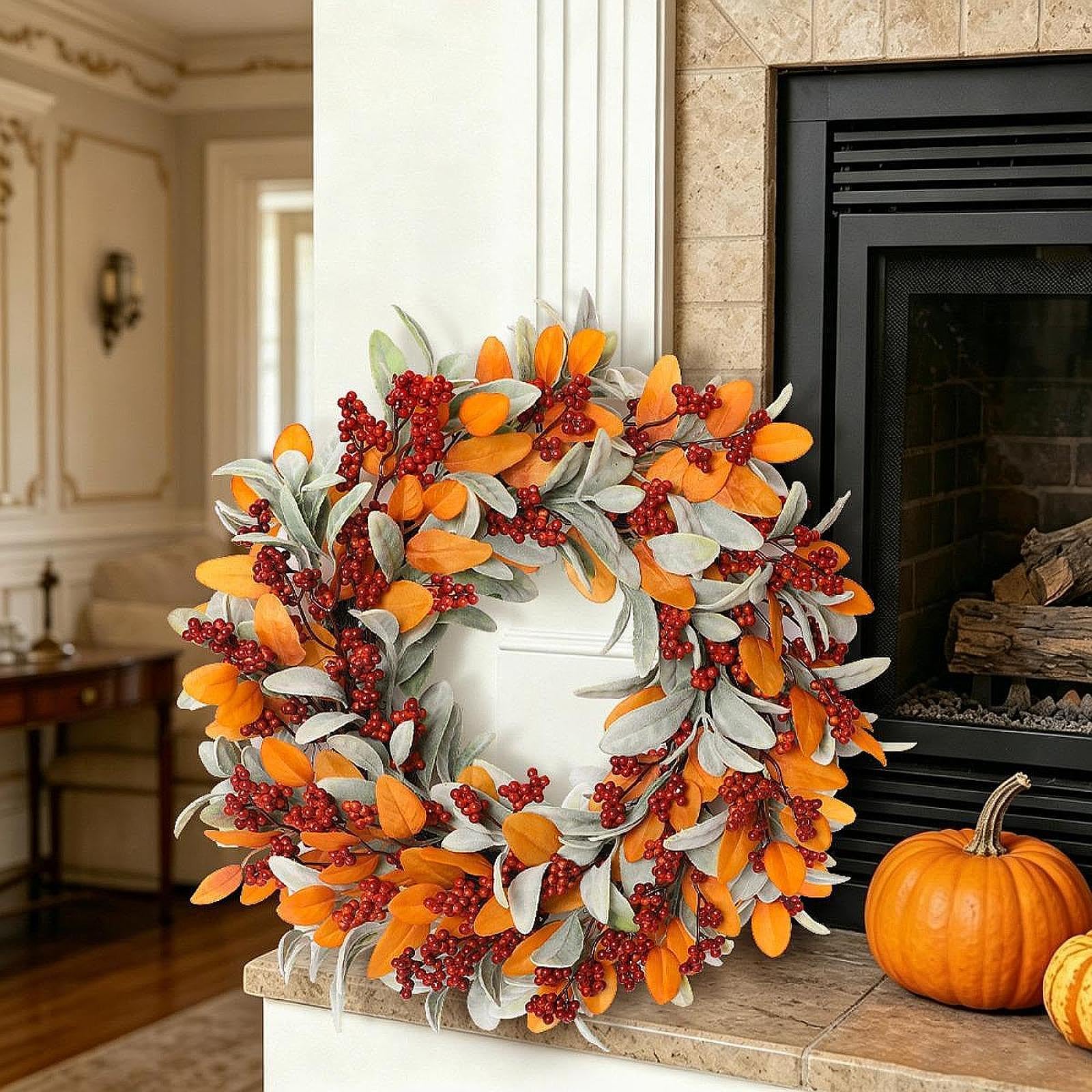 Colcolo Ghirlanda Autunnale Artificiale, Ghirlanda Natalizia Fai Da Te, Decorazione Versatile con E Foglie, Ghirlanda Autunnale per La Porta D