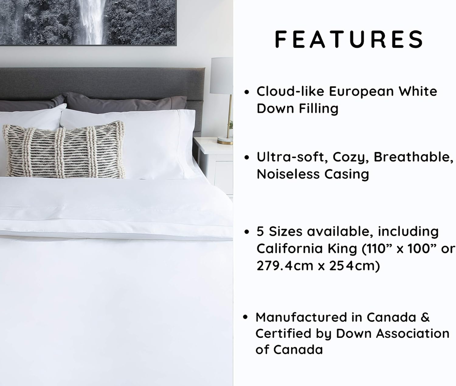 Highland Feather Cordoba Duvet Comforter 550 Loft 233TC Casing with Corner Ties, Super King, White-All Season Fill, 233 Thread Count