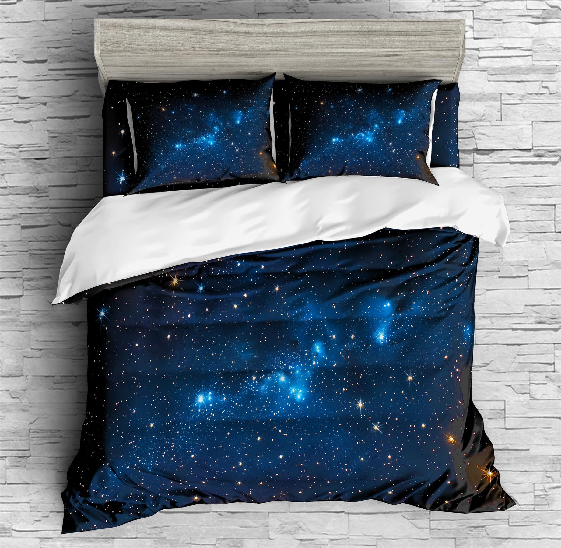 REALIN Starry Sky Themed Bedding Cosmic Night Sky Pattern Duvet Cover Set Girl Boy Kids Bed Sets 3/4PCS Quilt Covers/Sheets/Pillow Shams,Twin/Full/Queen/King (A,Full-200x229cm-4PCS)