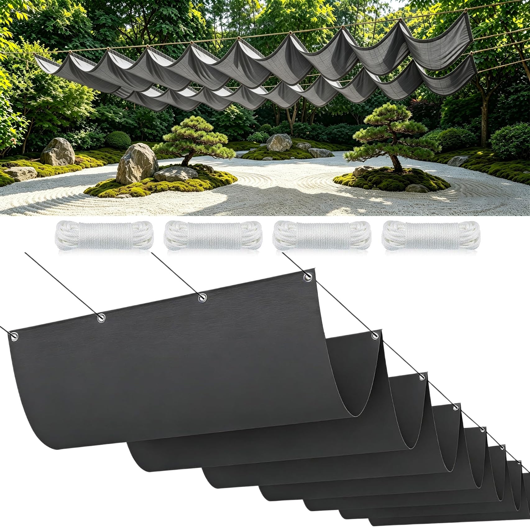 Voile ombrage imperméable 185x280 cm avec 98% protection UV et résistance intempéries