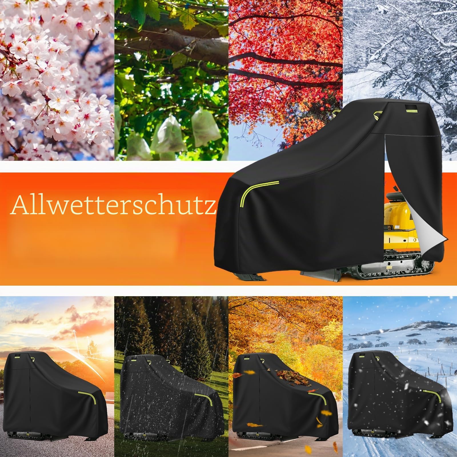 Wasserdichte Baggerabdeckung, atmungsaktive Minibaggerabdeckung Baggerplane mit Reißverschluss, reflektierender Streifen, elastischer Saum, Sonne Regen Staub Wind UV-Schutz (für < 900 kg)