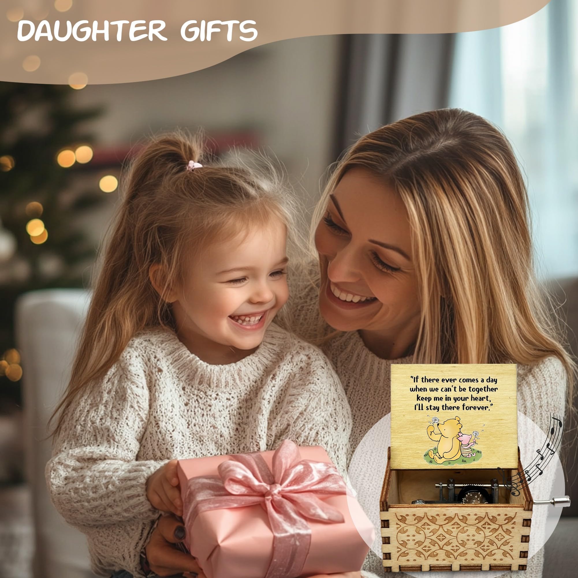 Litenx Best Friend Wood Music Box Gifts for Women, for Christmas Birthday, If There Ever Comes a Day.