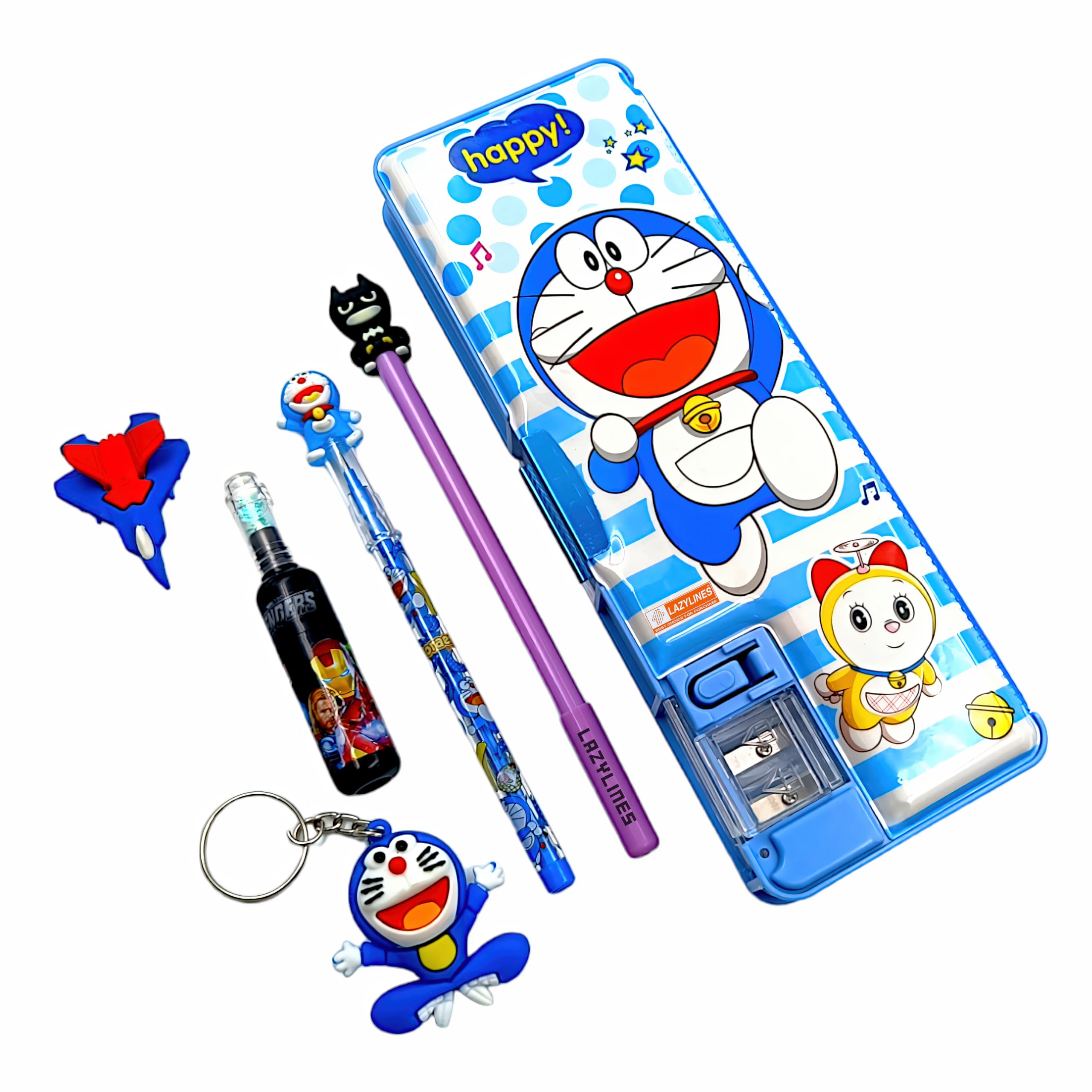 LAZYLINES Plastic Doraemon Art Dual Compartment Led Light Pencil Box With Integrated Sharpener And Gel Pen (Multicolor) (B0CYR61P5X) Amazon Price History, Amazon Price Tracker