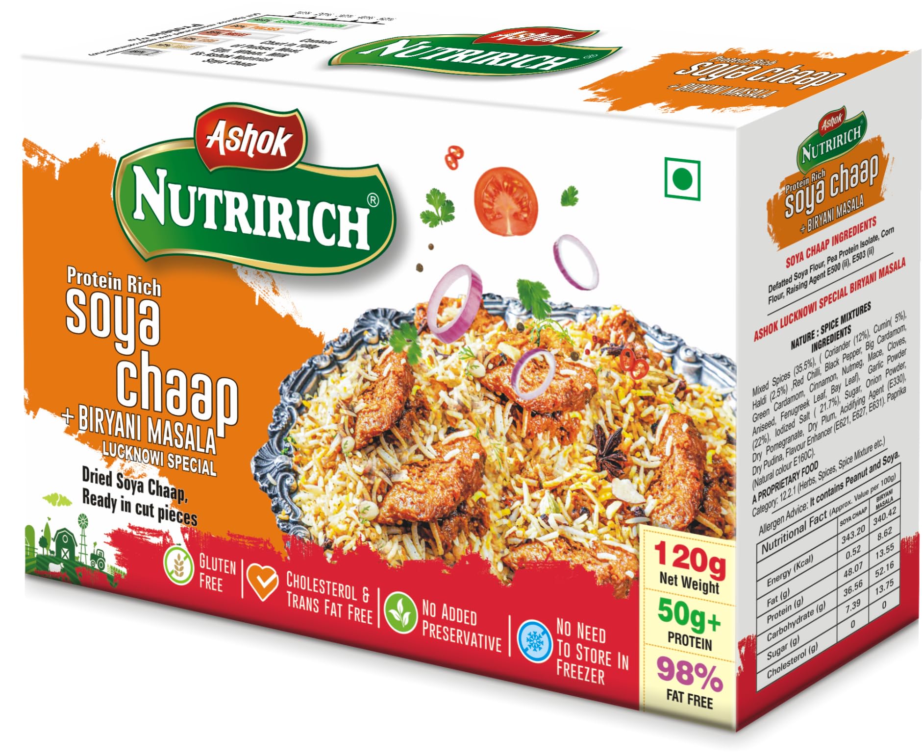 Ashok Nutririch Soya Chaap with Biryani Masala 120g (Pack of 2)