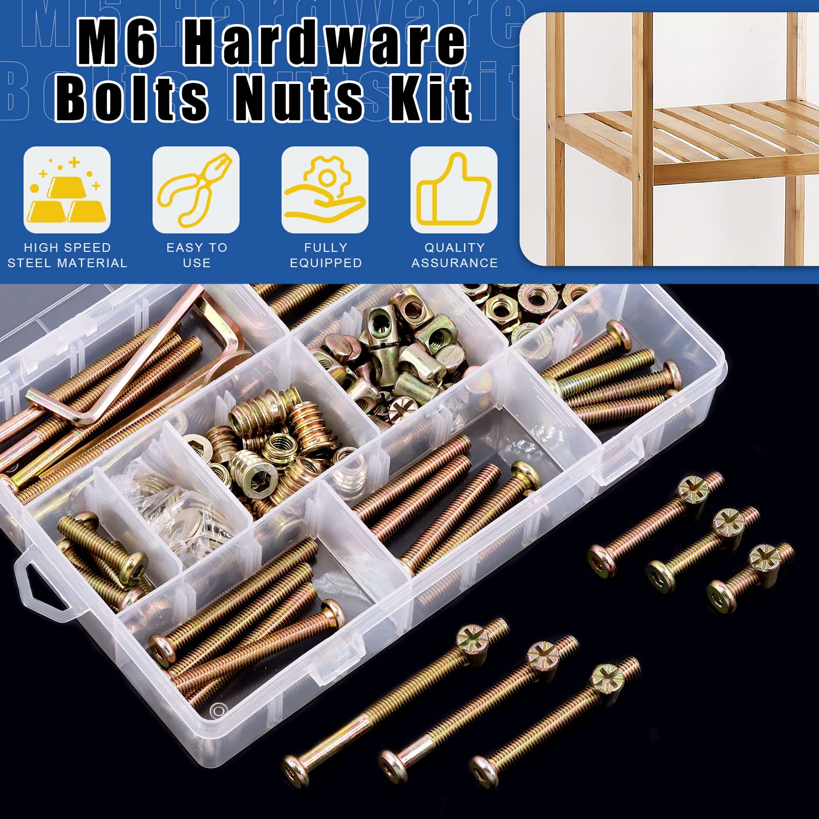 Glarks 138Pcs M6 Baby Bed Crib Screws Hardware Replacement Kit - Image 3