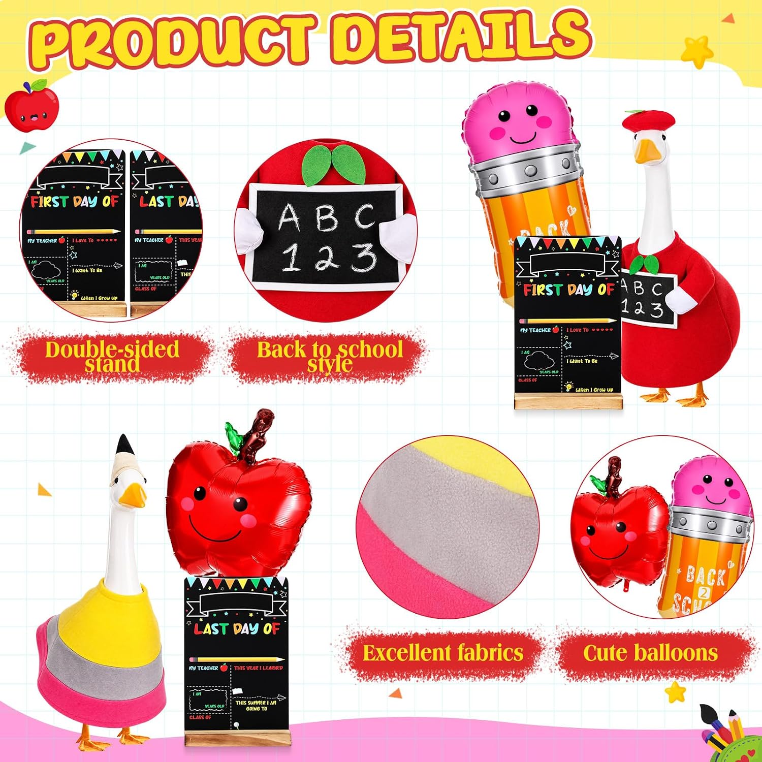 Back to School Goose Outfit Porch Decoration Balloons, Vivid image 3
