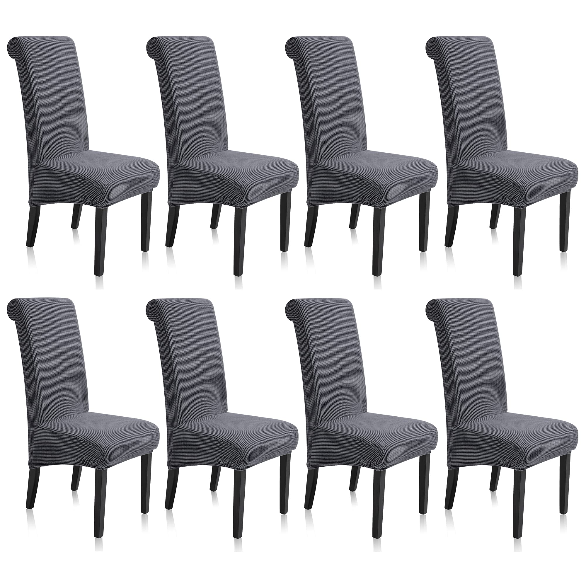 TIANSHU Long Back Twill Dining Chair Cover 8 Pack,Removable Washable Chair Slipcovers for Hotel Dining Room Ceremony Banquet Wedding Party Decor (8 Pack,Light Gray)