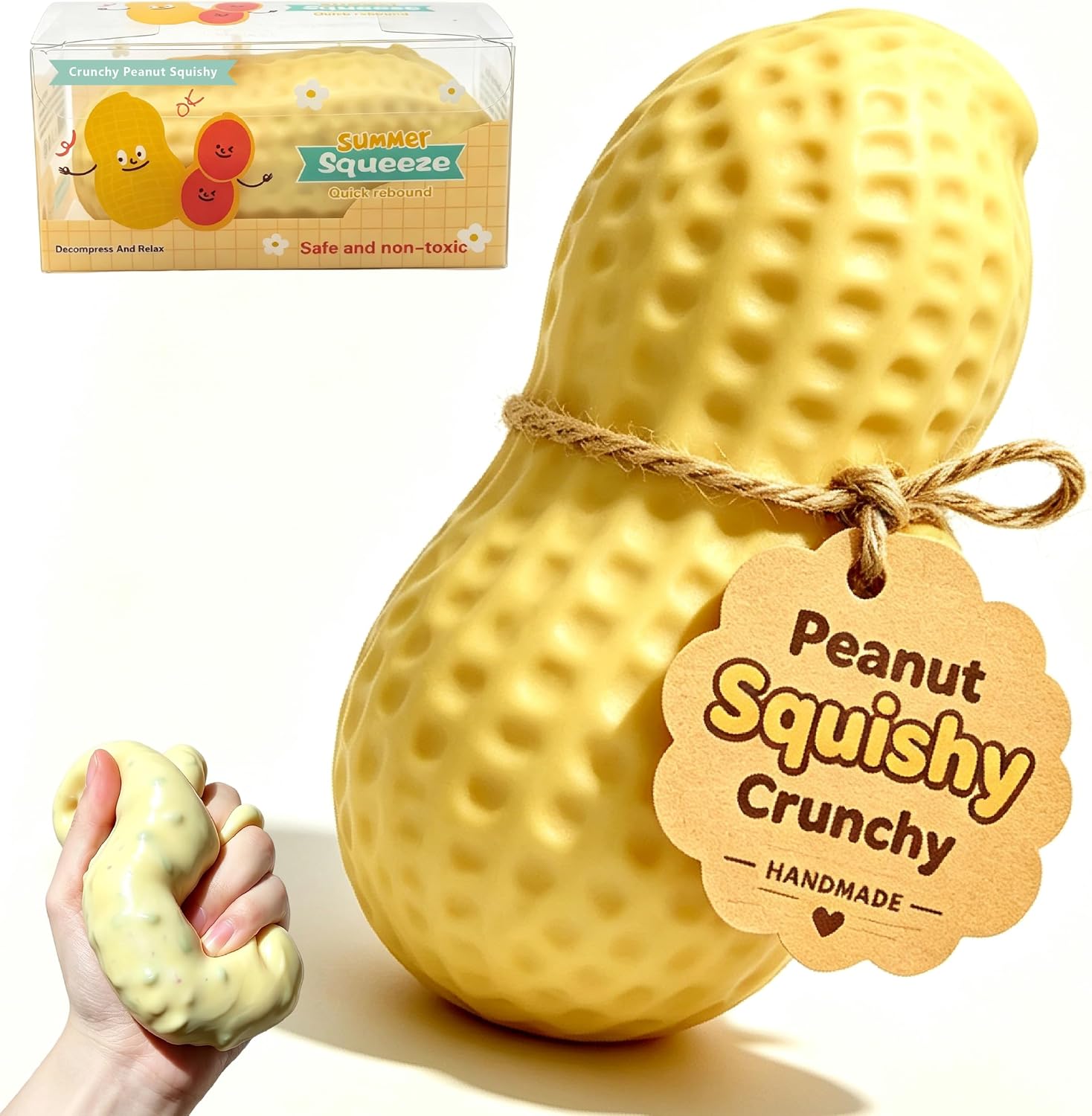 Crunchy Peanut Squishy Toys ，Peanut Squishy Slow Rising Fidget Toy | Crunchy Peanut Squishy Realistic Food Shaped Stress Balls, Stress Relief Fidget Toy, Party Favor Gift, Squeeze Toys