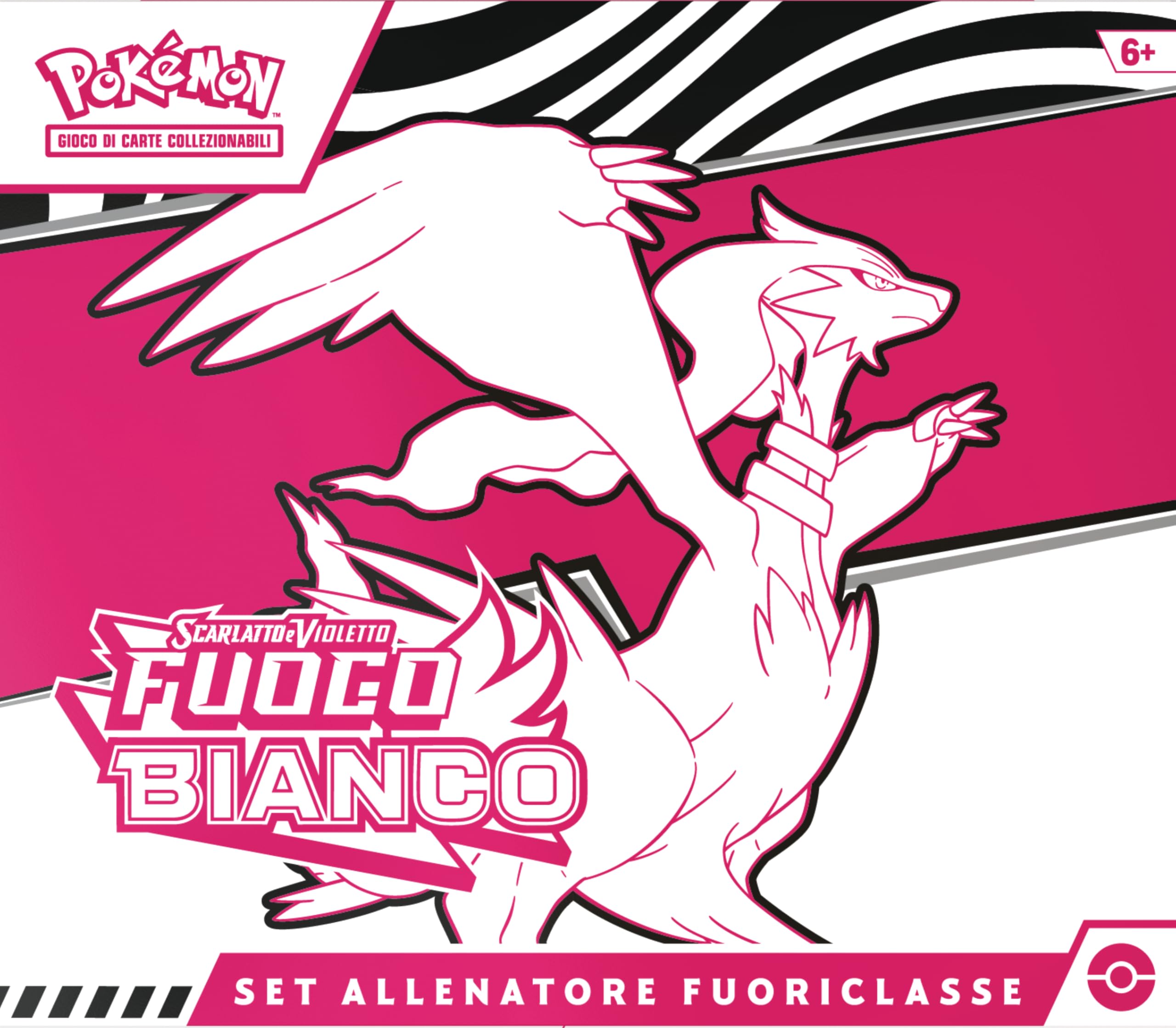 Pokémon GCC: set Allenatore Fuoriclasse dedicato a Reshiram dell’espansione Scarlatto e Violetto - Fuoco Bianco, con una carta a figura intera di Tornadus, nove buste di espansione e accessori premium