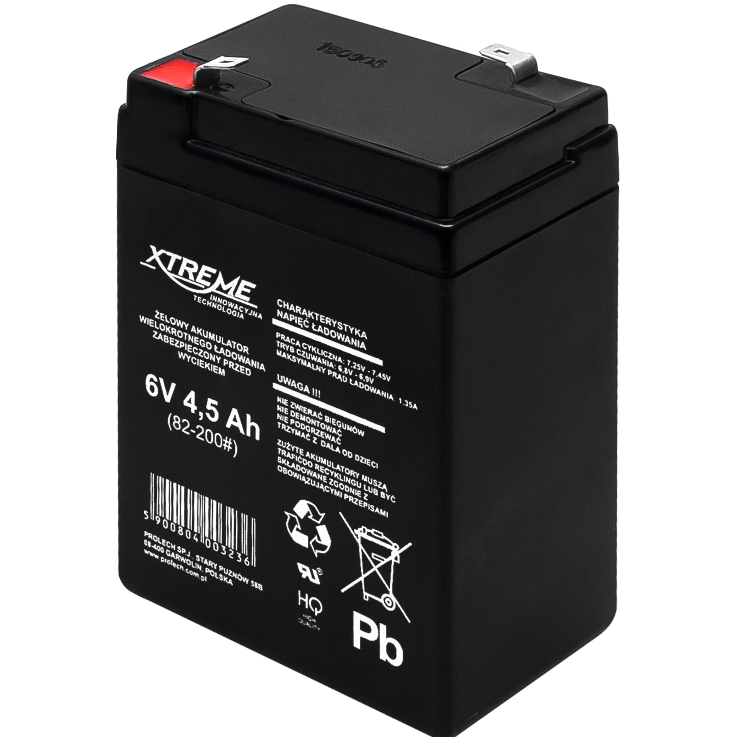 Xtreme 6V 4.5Ah AGM Gel Battery Deep Cycle Maintenance Free UPS Backup Power Unit