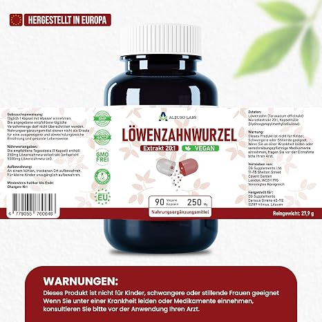 Dandelion Root Extract 250mg 20:1 90 Capsules