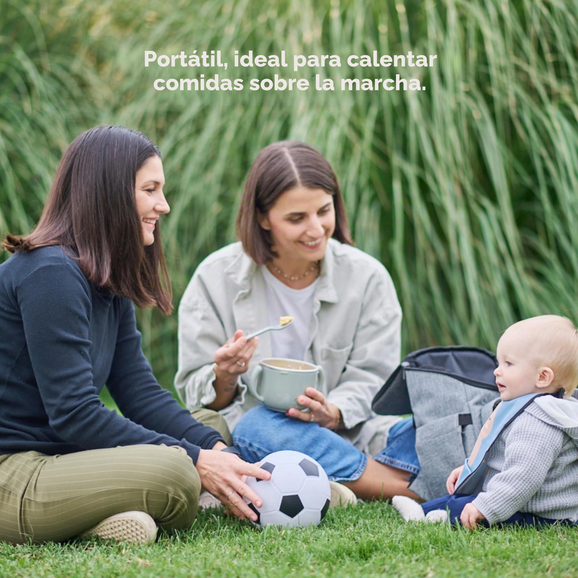 Nuvita 1980 Pappa'n'Go - Calentador portátil de alimentos para bebé, recargable, resistente al agua, con control inteligente de temperatura, interior de acero inoxidable y base antideslizante